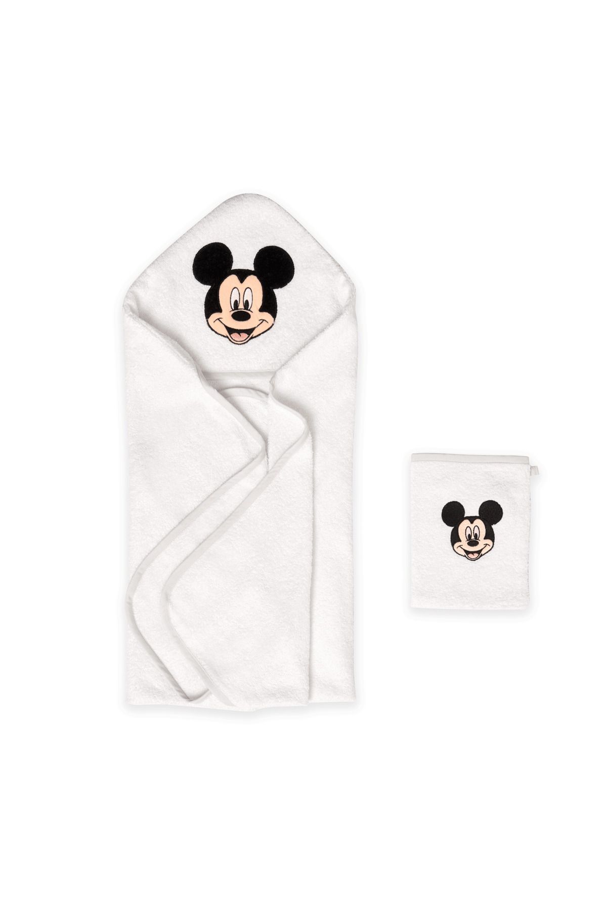 Taç Lisanslı Disney Mickey Mouse Baby Pamuk Kese&Hooded Havlu Seti