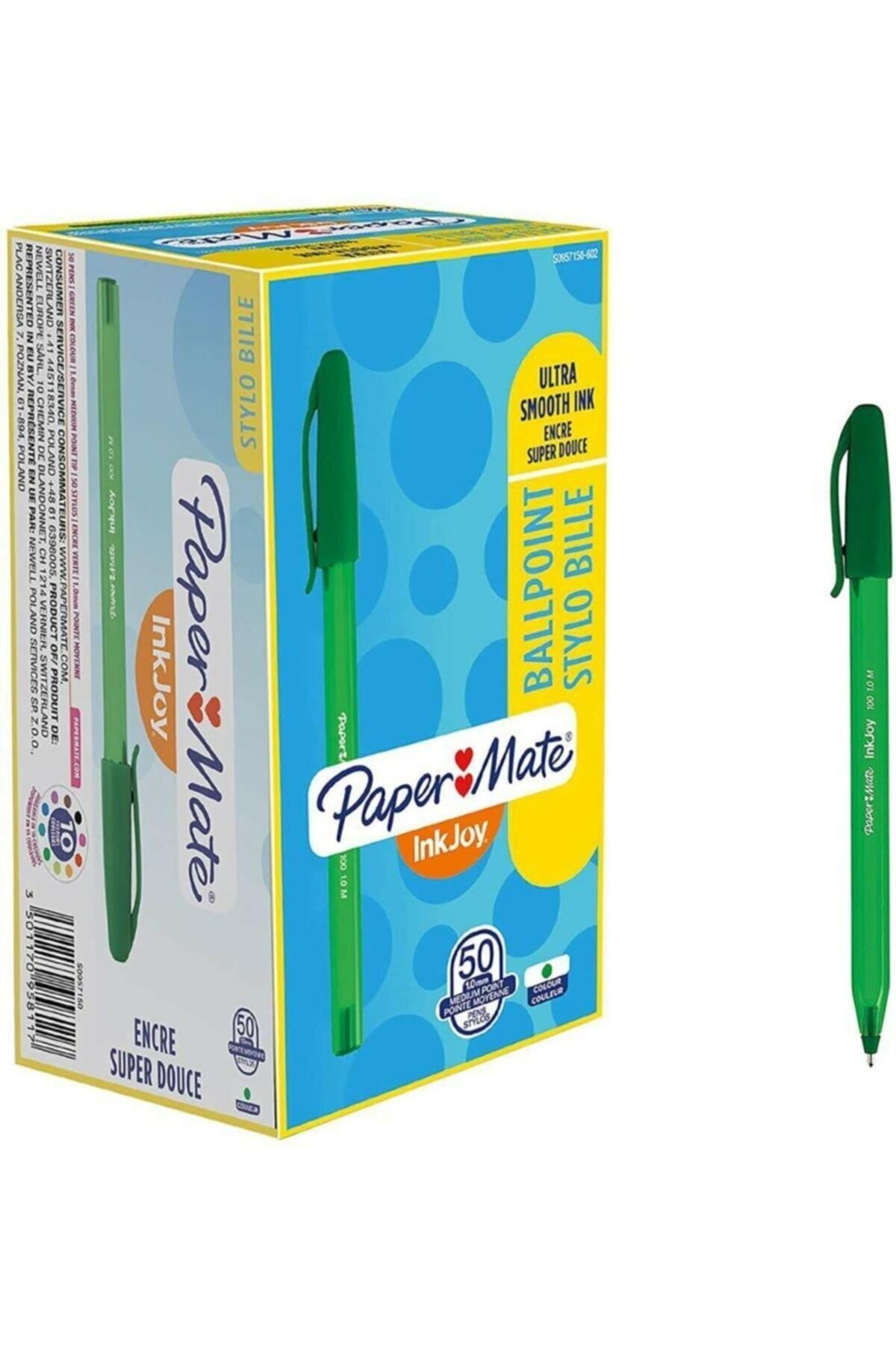 Paper Mate Paper Mate Kapaklı Tükenmez Kalem İnkjoy 100 1.0 MM Yeşil (50 Li Paket)