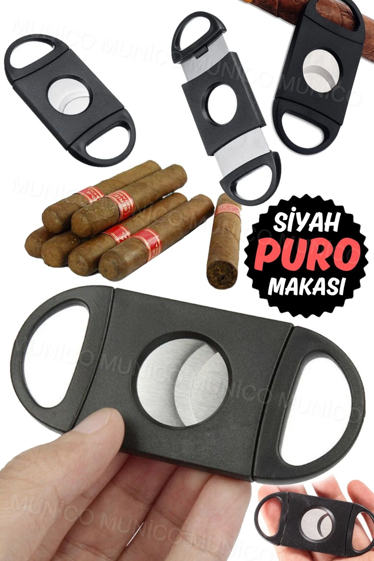 Munico Paslanmaz Çelik Puro Kesici, Çift Kesimli Bıçaklı Puro Kesme Makinesi Taşınabilir Puro Kesme Aleti