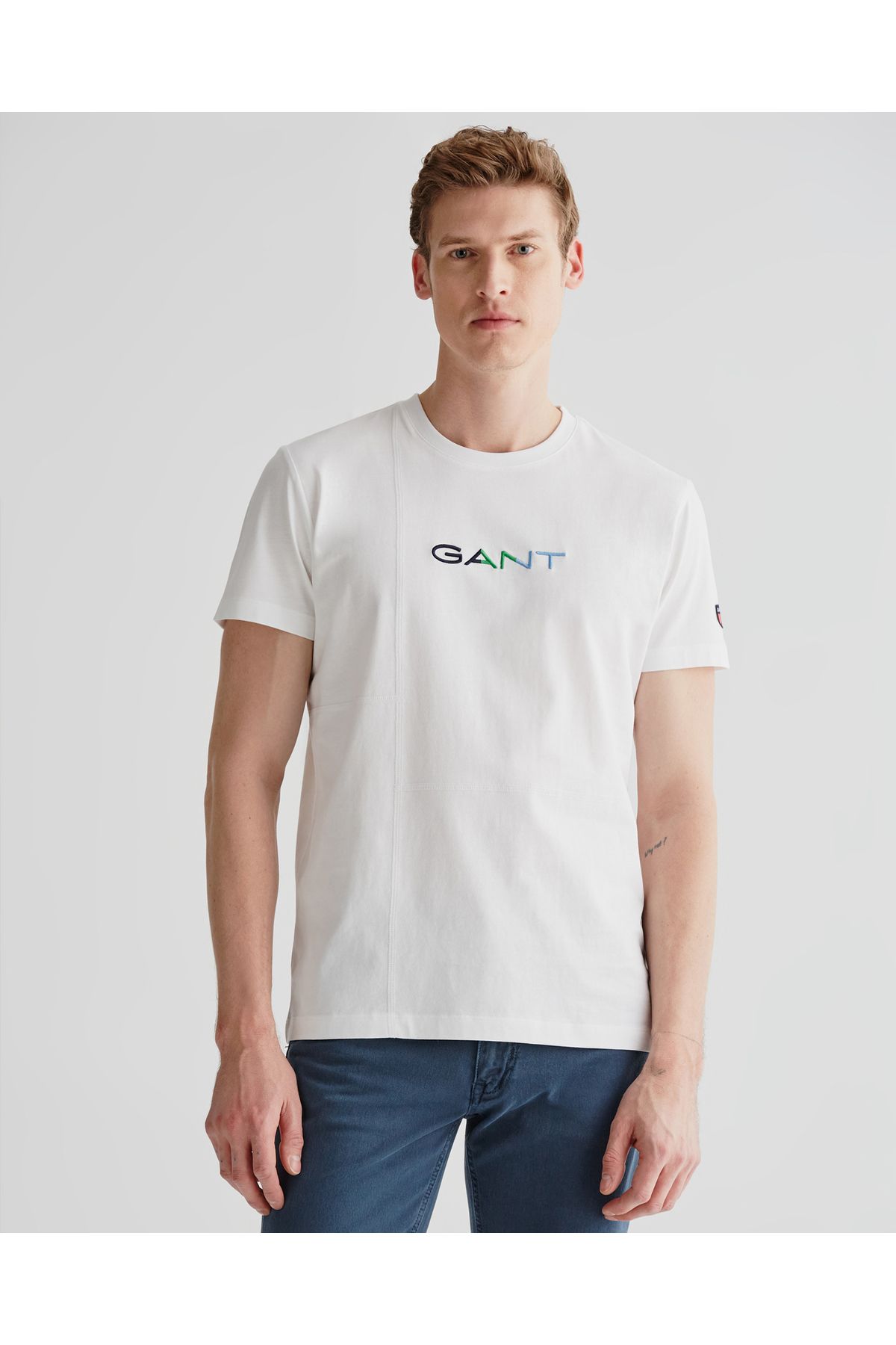 Gant Erkek Beyaz Regular Fit Bisiklet Yaka T-shirt