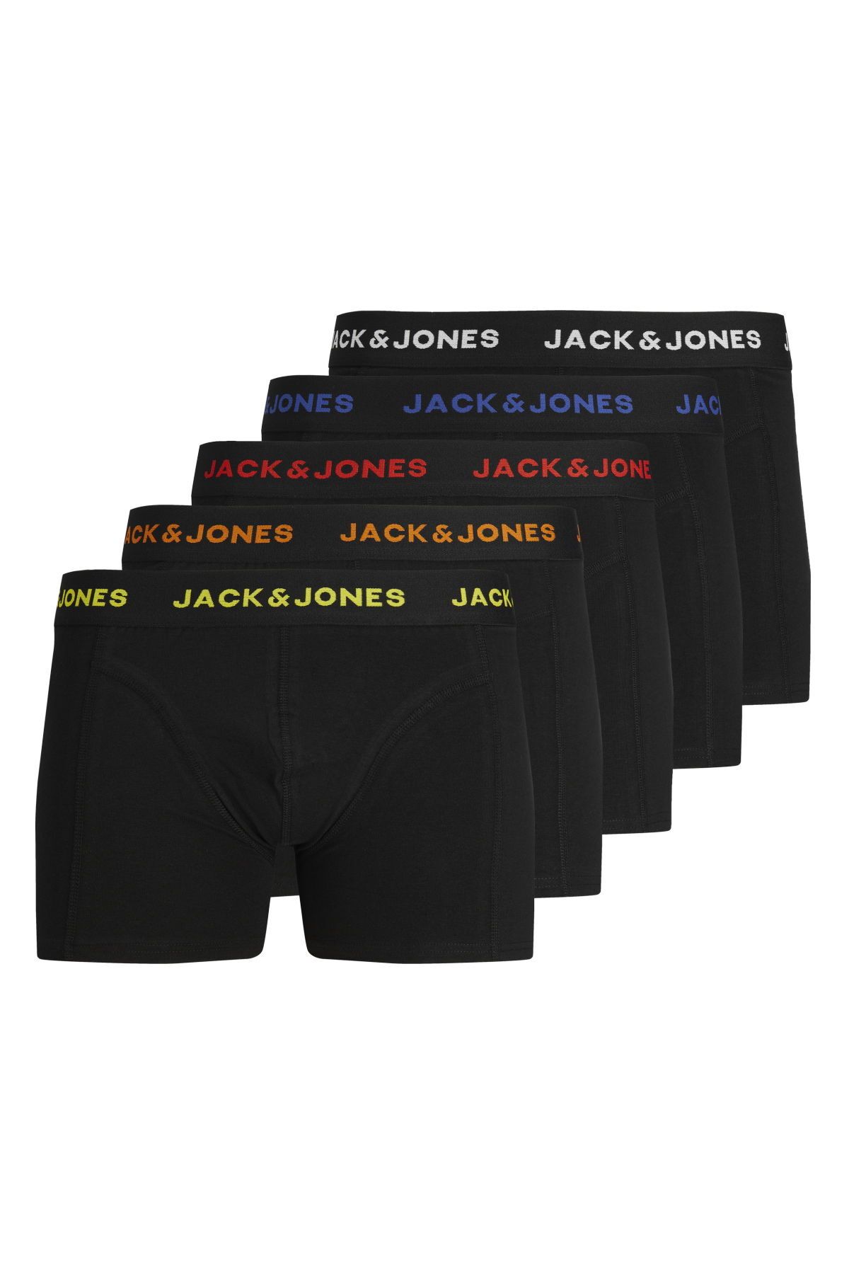 Jack & Jones Erkek Logolu 5'li Düz Renk Boxer Paketi - Black