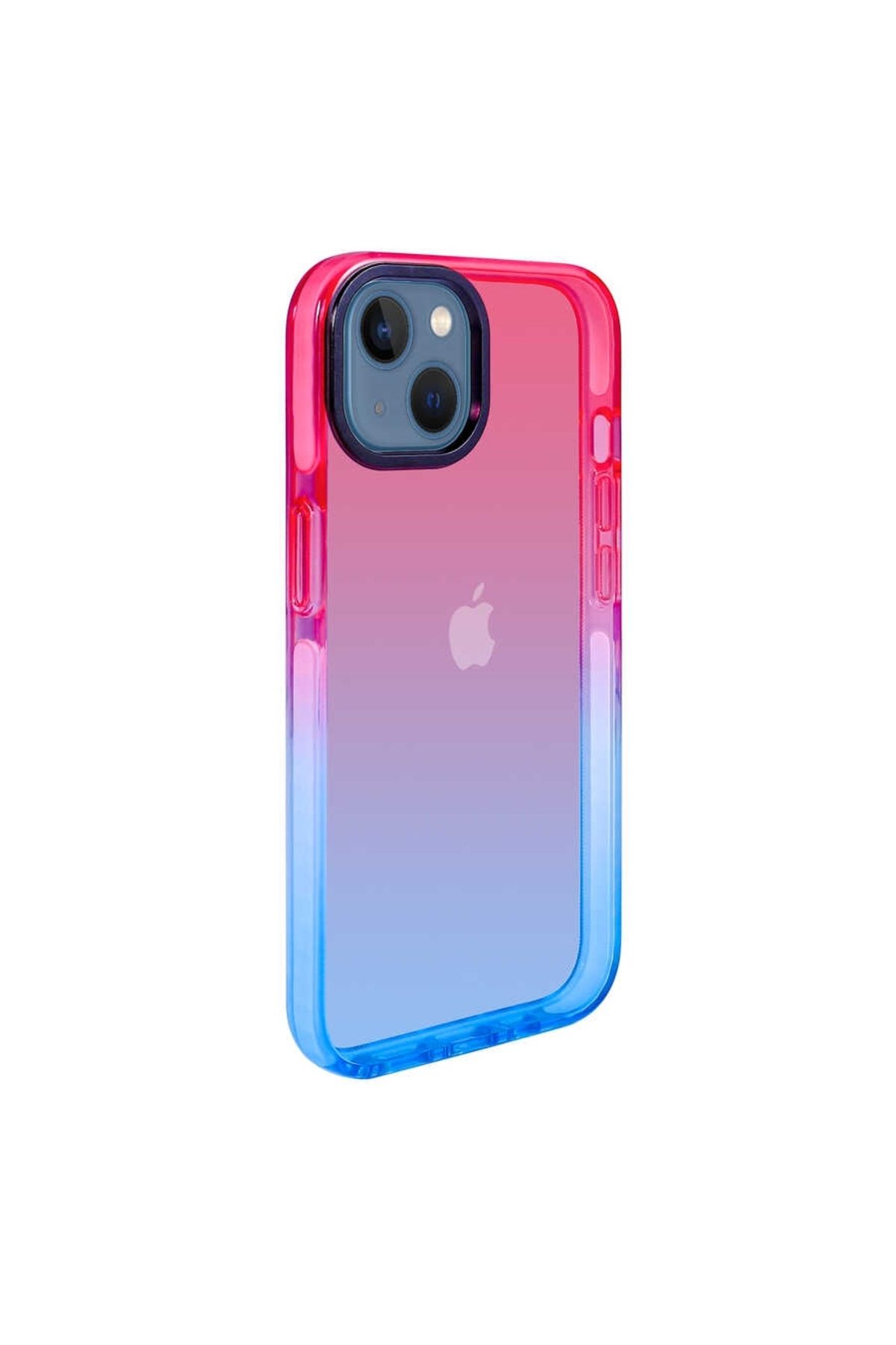 Lopard Apple iPhone 13 Uyumlu Kılıf Renkli Transparan Geçişli Parlak Kapak Punto