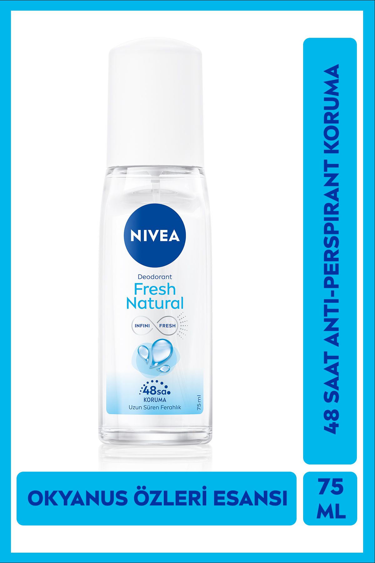 NIVEA Kadın Pump Sprey Deodorant 75ml, 48 Saat Anti-perspirant Koruma, Okyanus Özleri Kokusu