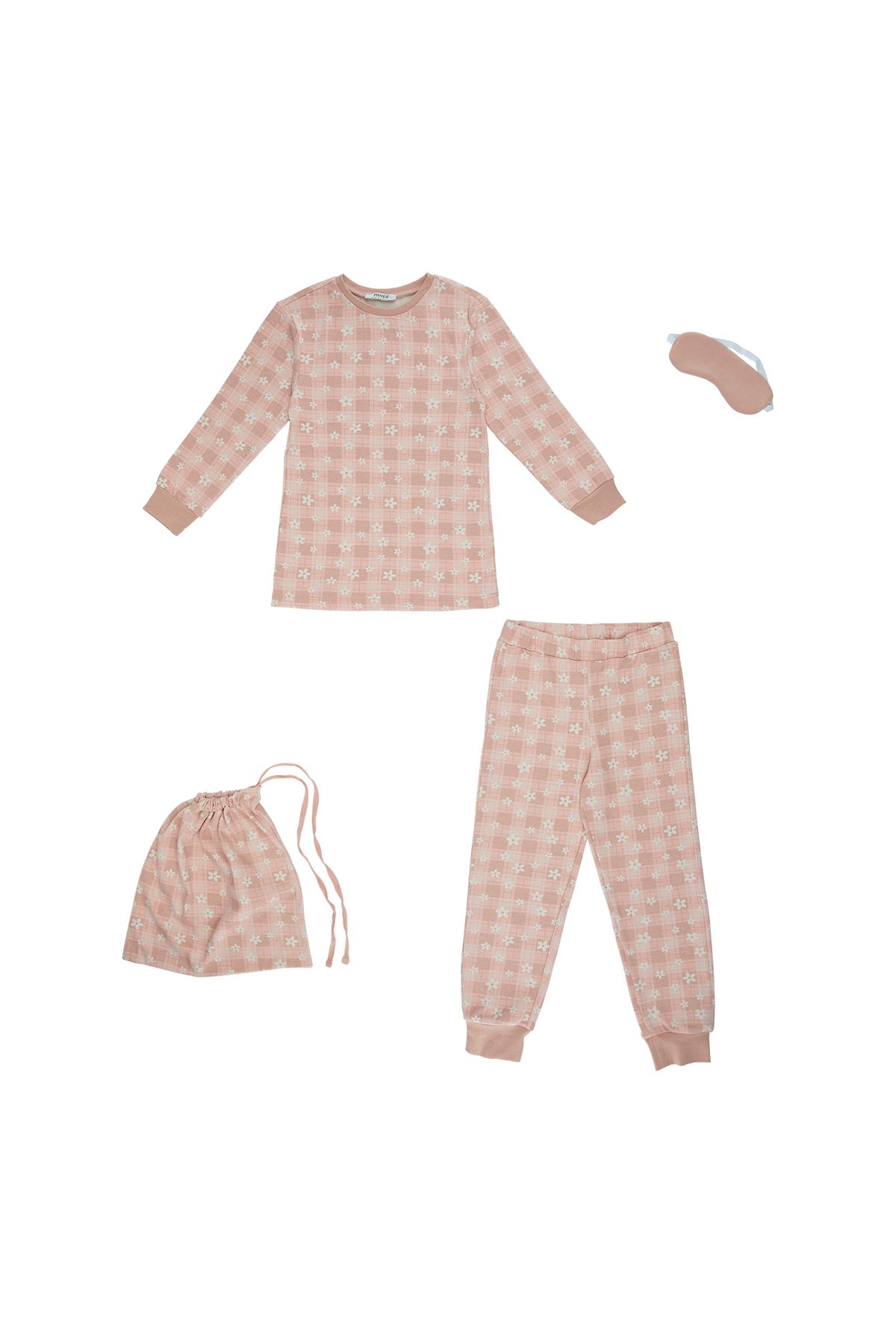 Panço Kız Çocuk Çiçek Desenli Pijama Takımı
