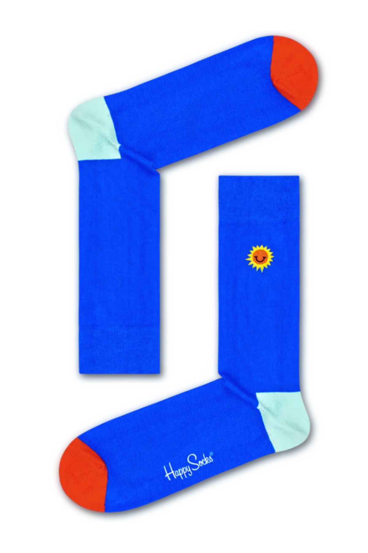 Happy Socks İthal Özel Seri Unisex Happy Socks Embroidery Sunny Smile Sock Renkli Soket Çorap Dikişsiz