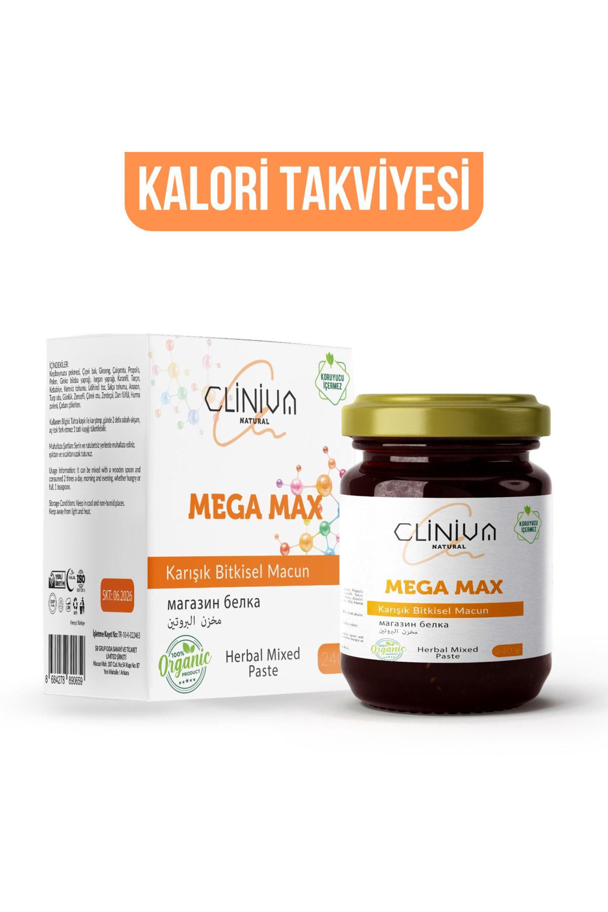cliniva Kakaolu,Pekmezli, Bitkisel Macun Mega Max