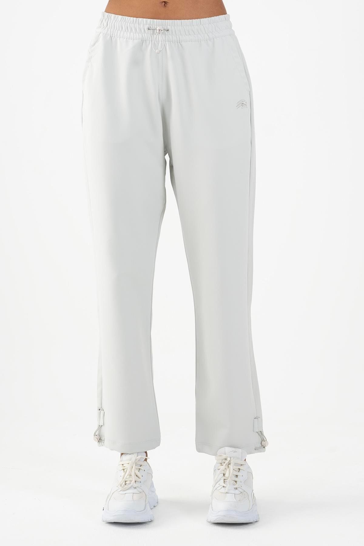 MARATON Sportswear Comfort Kadın Dönüşlü Paça Basic Gümüş Gri Pantolon 22081