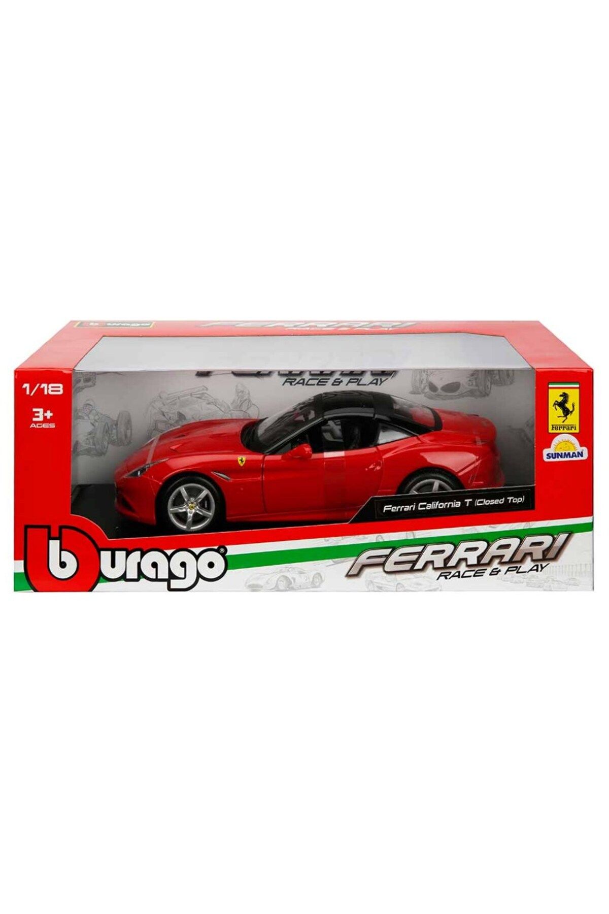 BBURAGO 1:18 Ferrari California T (Closed Top) Kırmızı
