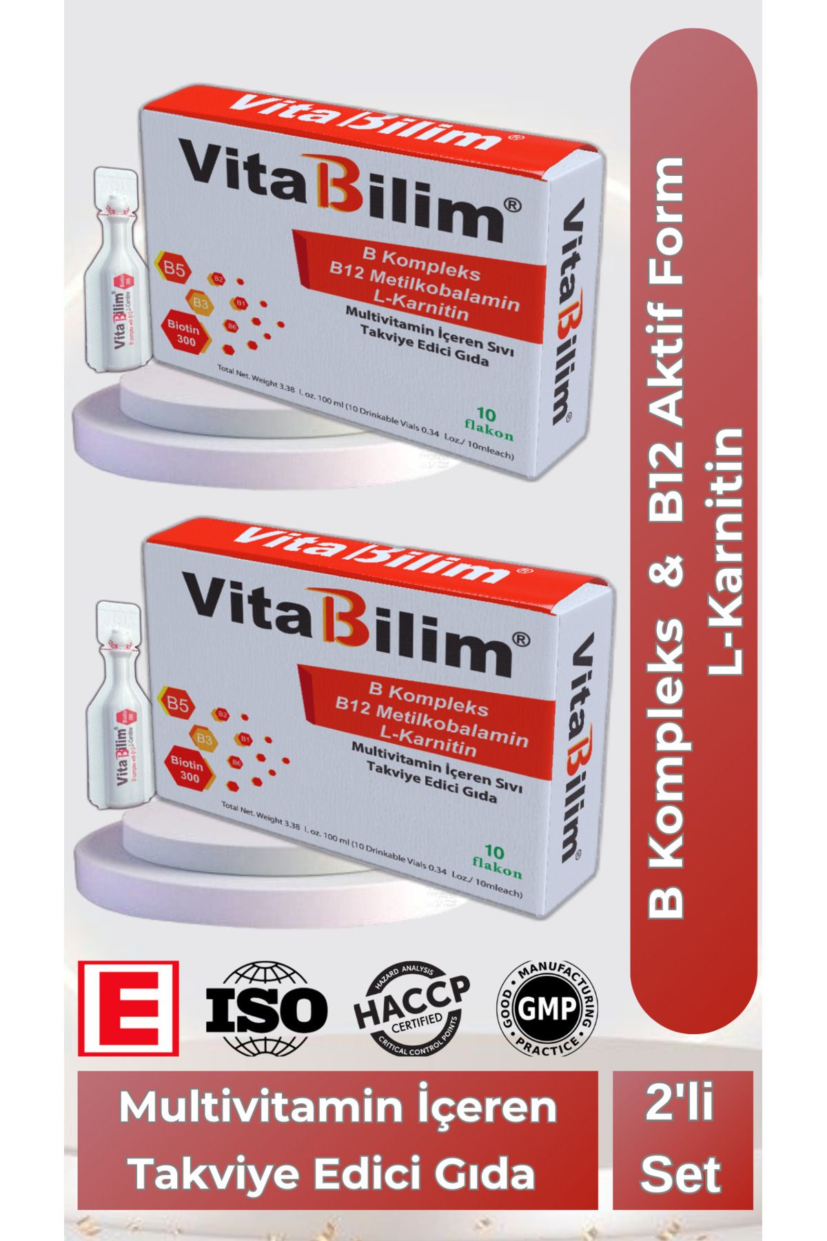 Vitabilim VİTABİLİM ® B Kompleks Vitamin,B12,Biotin ,b1, B2, B3, B5, B6, B1, L- Karnitin 2'li Avantaj Paket