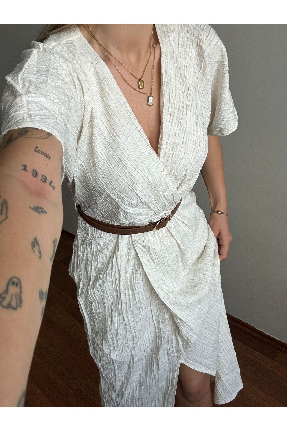 Roberto Nişantaşı Kadın Kırışık Kumaş Elbise (Kemer Hariç)