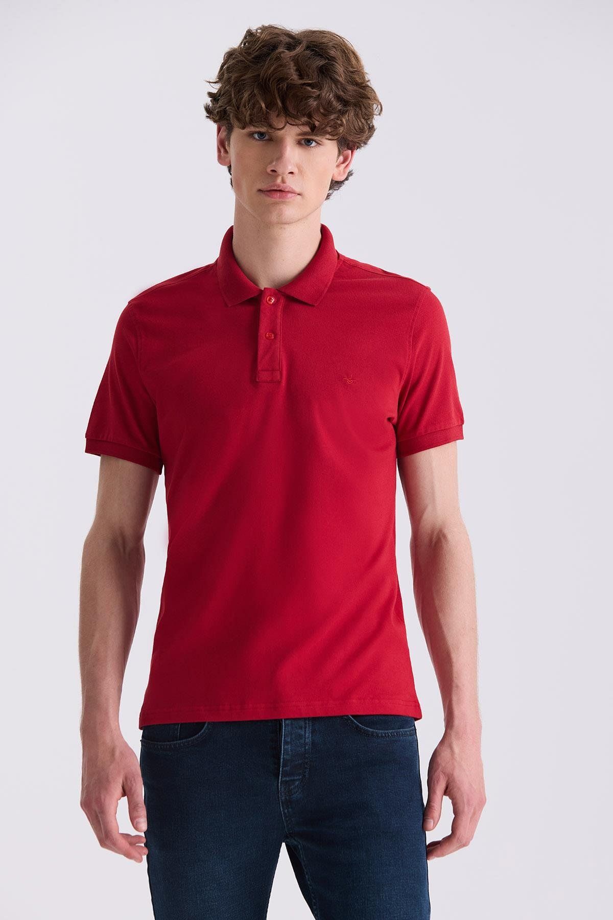 Jakamen Kırmızı Slim Fit Polo Yaka T-Shirt