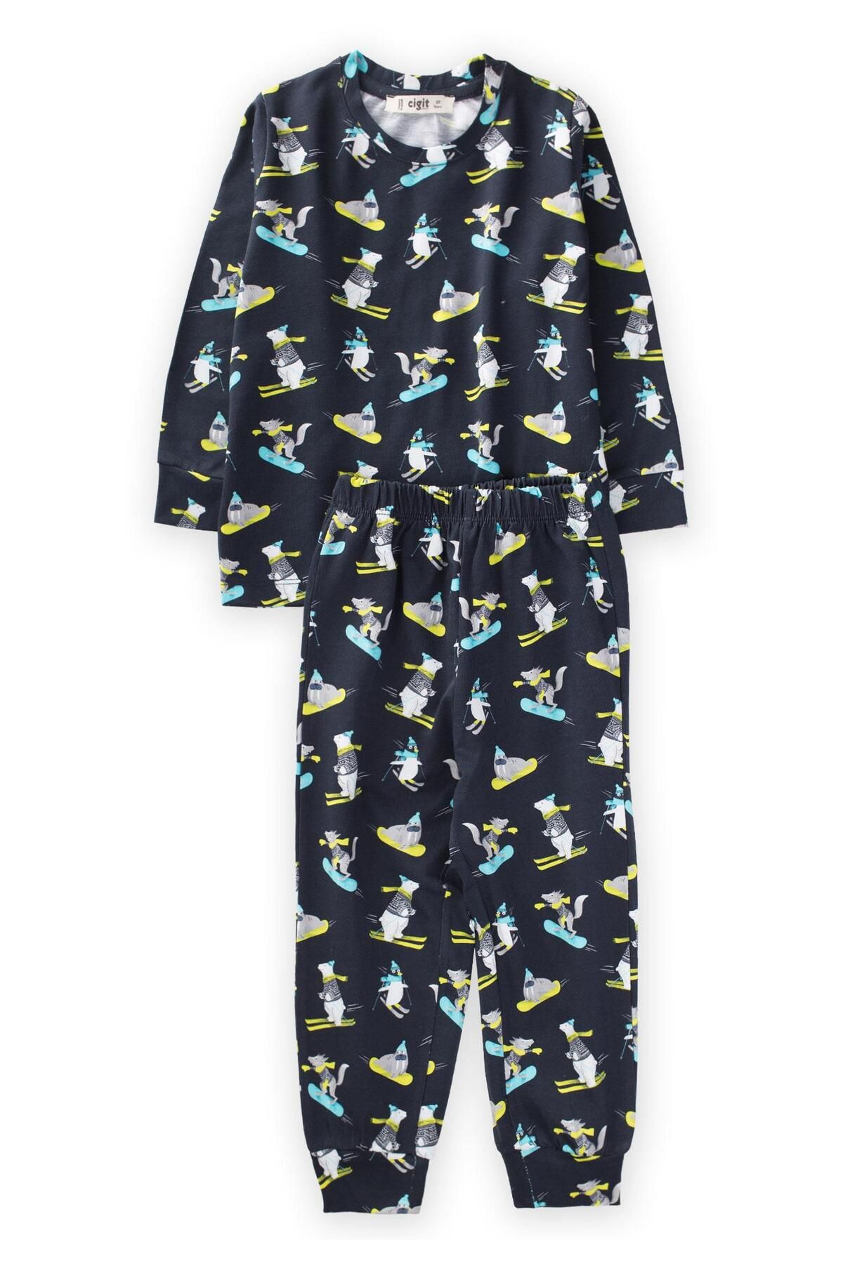 Cigit Baskılı Desenli Pijama Takım 2-7 Yaş Lacivert