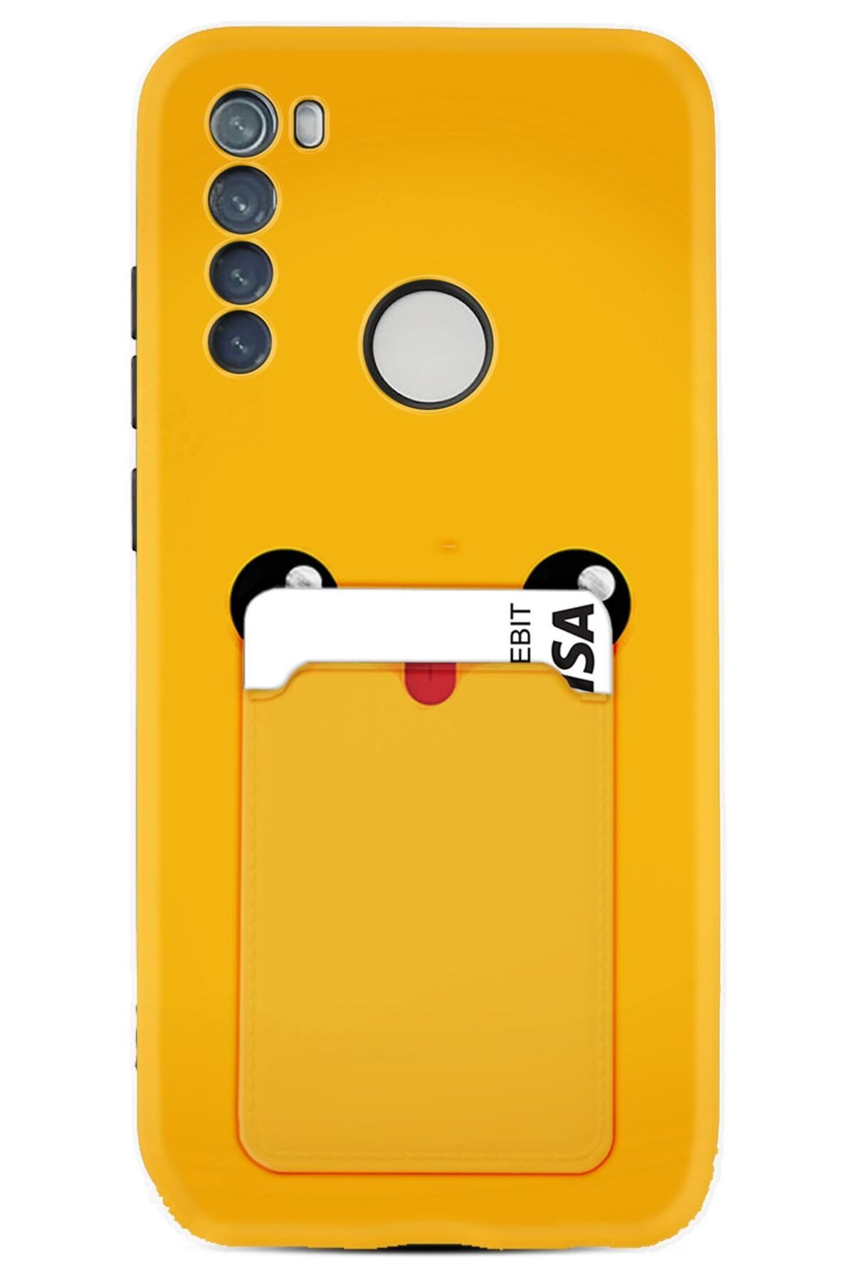 Kılıfland Xiaomi Redmi Note 8 Uyumlu Kartvizitli Kartlıklı Desenli Silikon Yellow Sweet 1817