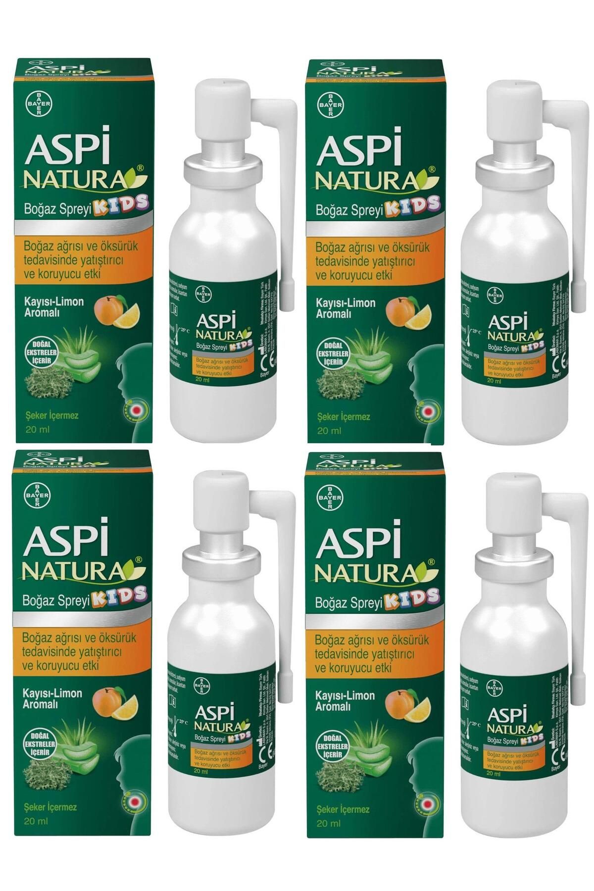 Bayer Aspinatura Kids Kayısı & Limon Boğaz Spreyi 20 ml 4 Adet