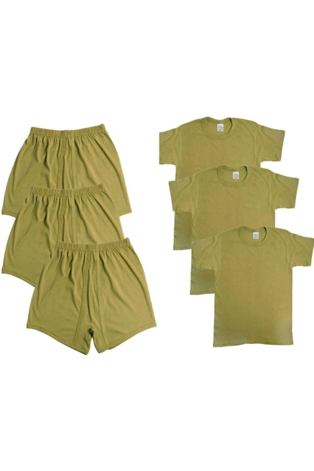 ERDOĞANLAR 3'lü Asker Iç Çamaşırı Boxer Fanila - Askerlik Malzemeleri Acemi ve Bedelli Malzemesi Seti
