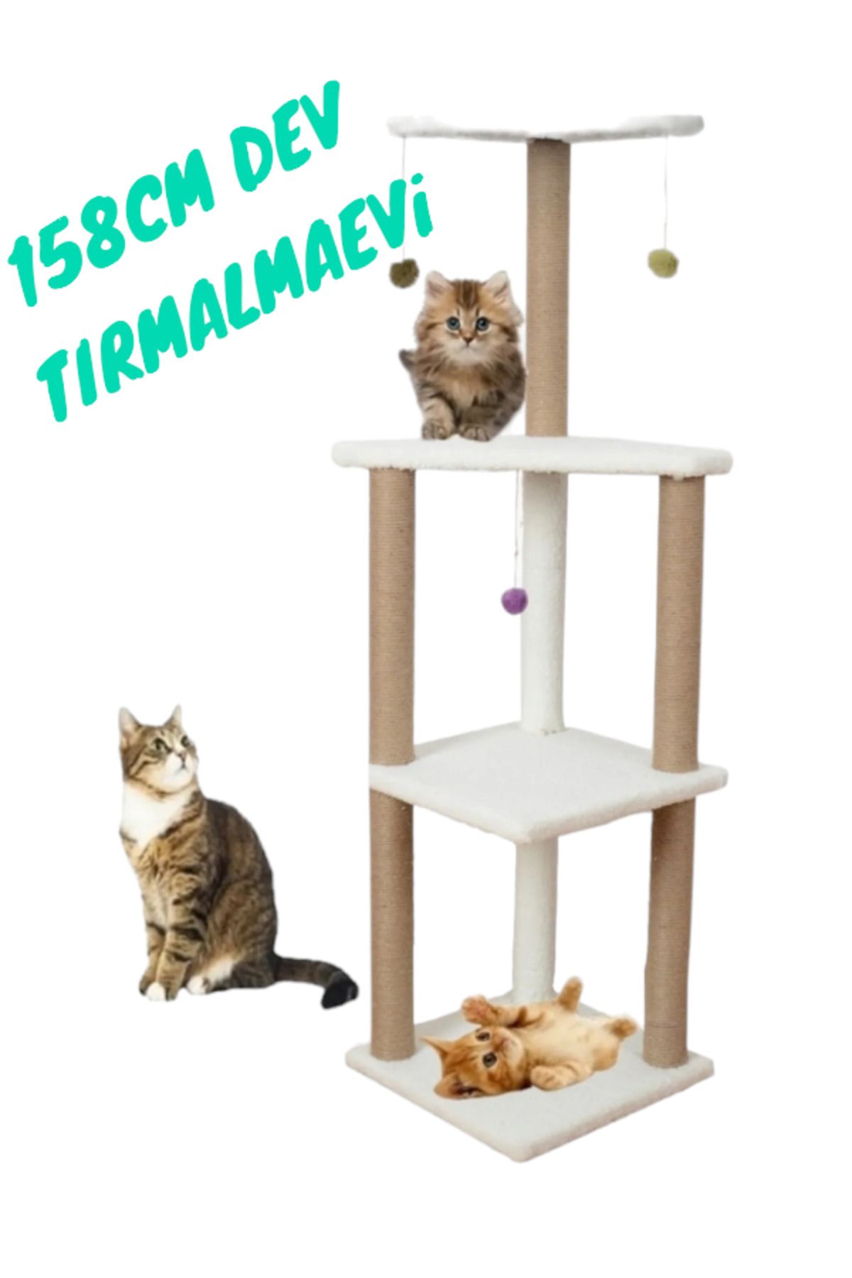 CTX Kedi Tırmalama Tahtası 3 Katlı Yetişkin Kedi Tırmalama Evi