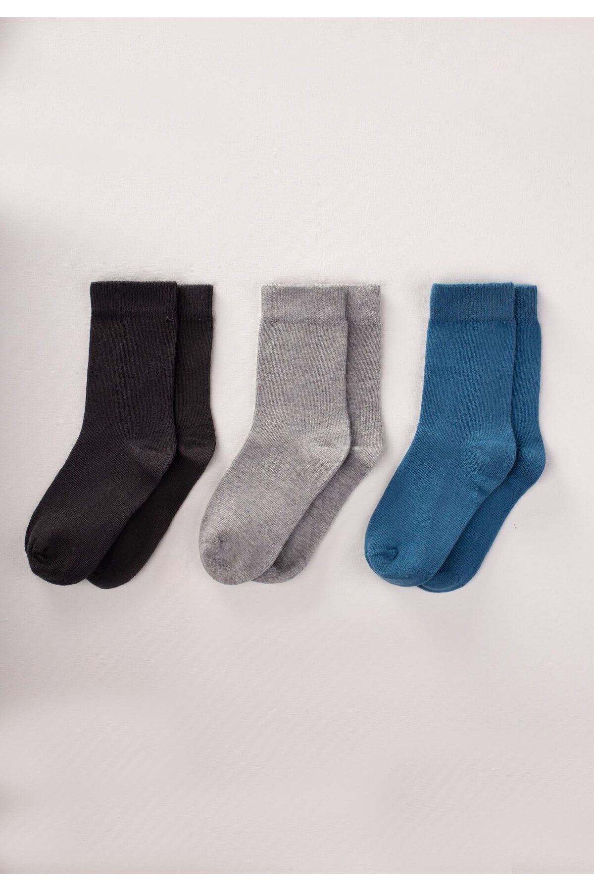 Cigit Üçlü Basic Soket Çorap 2-9 Yaş İndigo Füme Gri