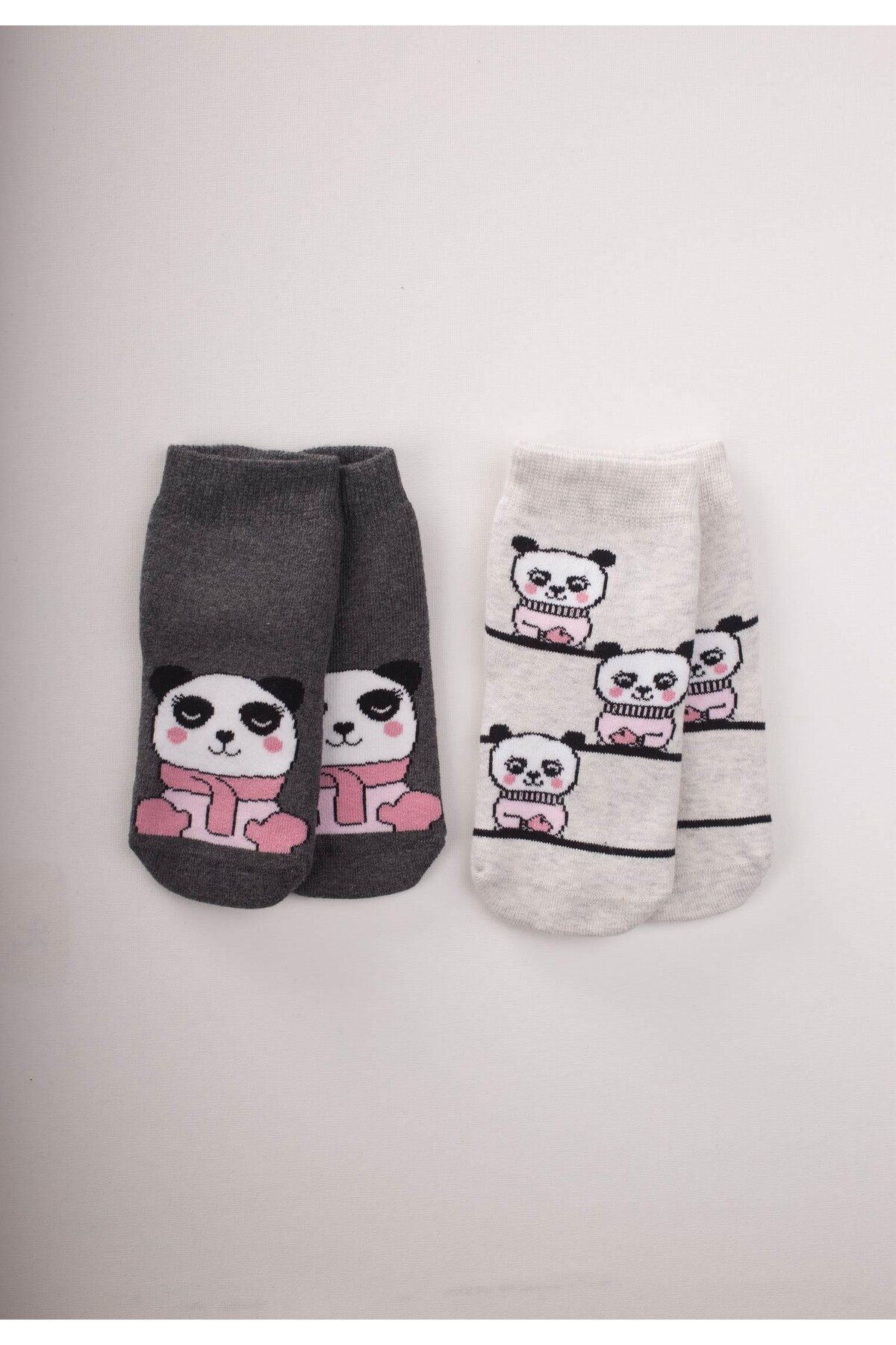 Cigit Panda Havlu Soket İkili Çorap 3-10 Yaş Karışık Renk