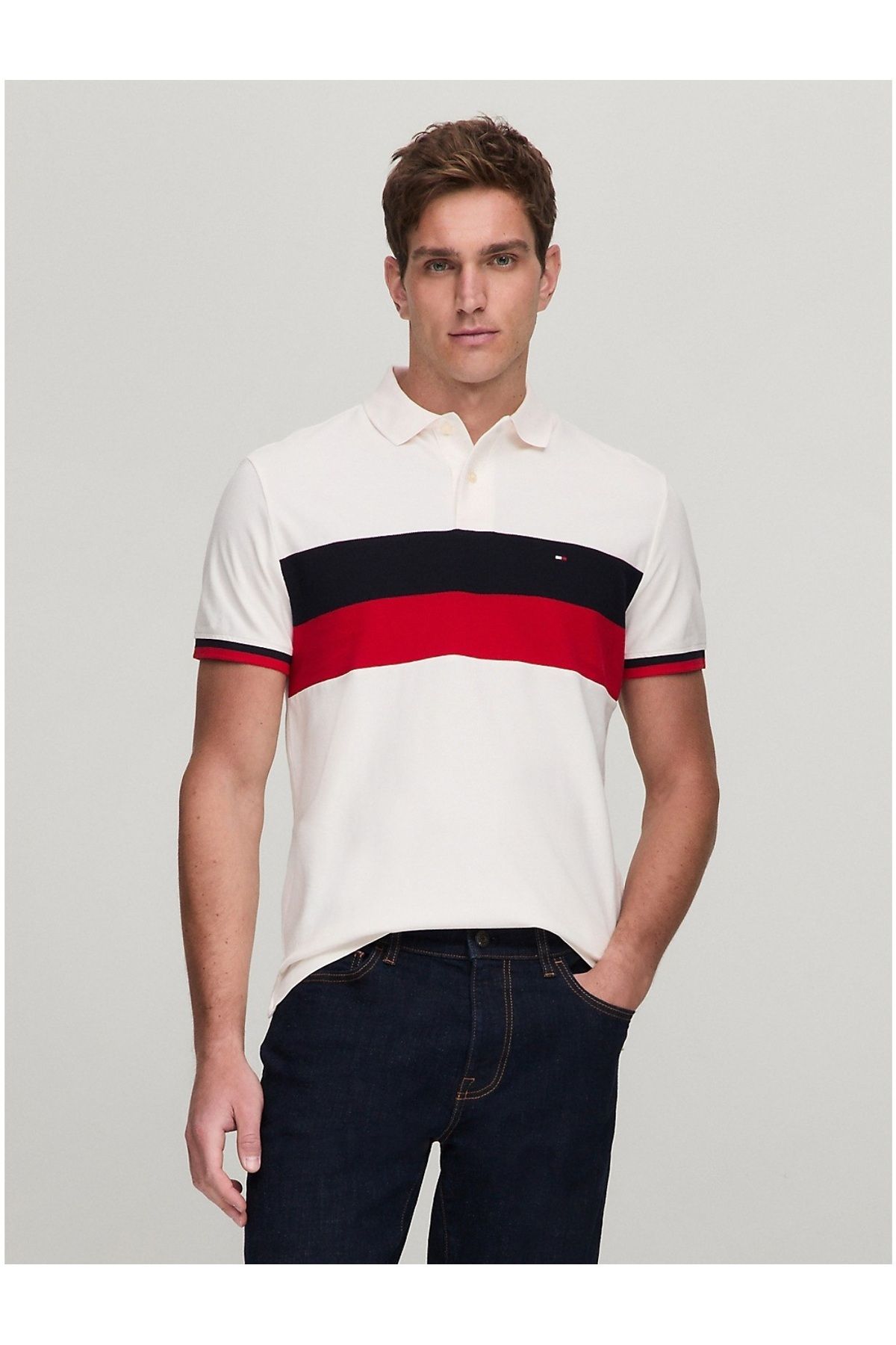 Tommy Hilfiger *Colourblock Regular Pike Kumaş Polo T-Shirt