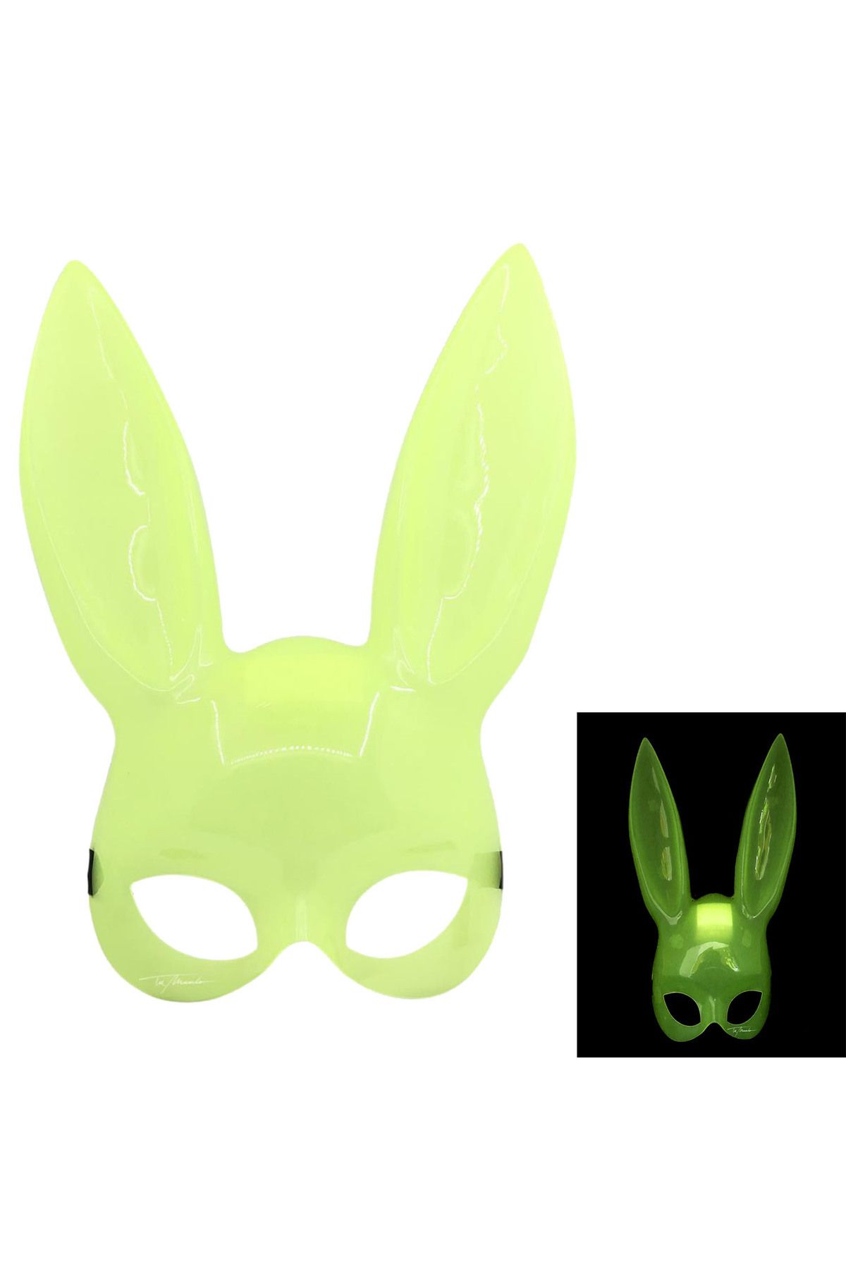 Samur Karanlıkta Yanan Glow Floresan Tavşan Maskesi 32x22 cm