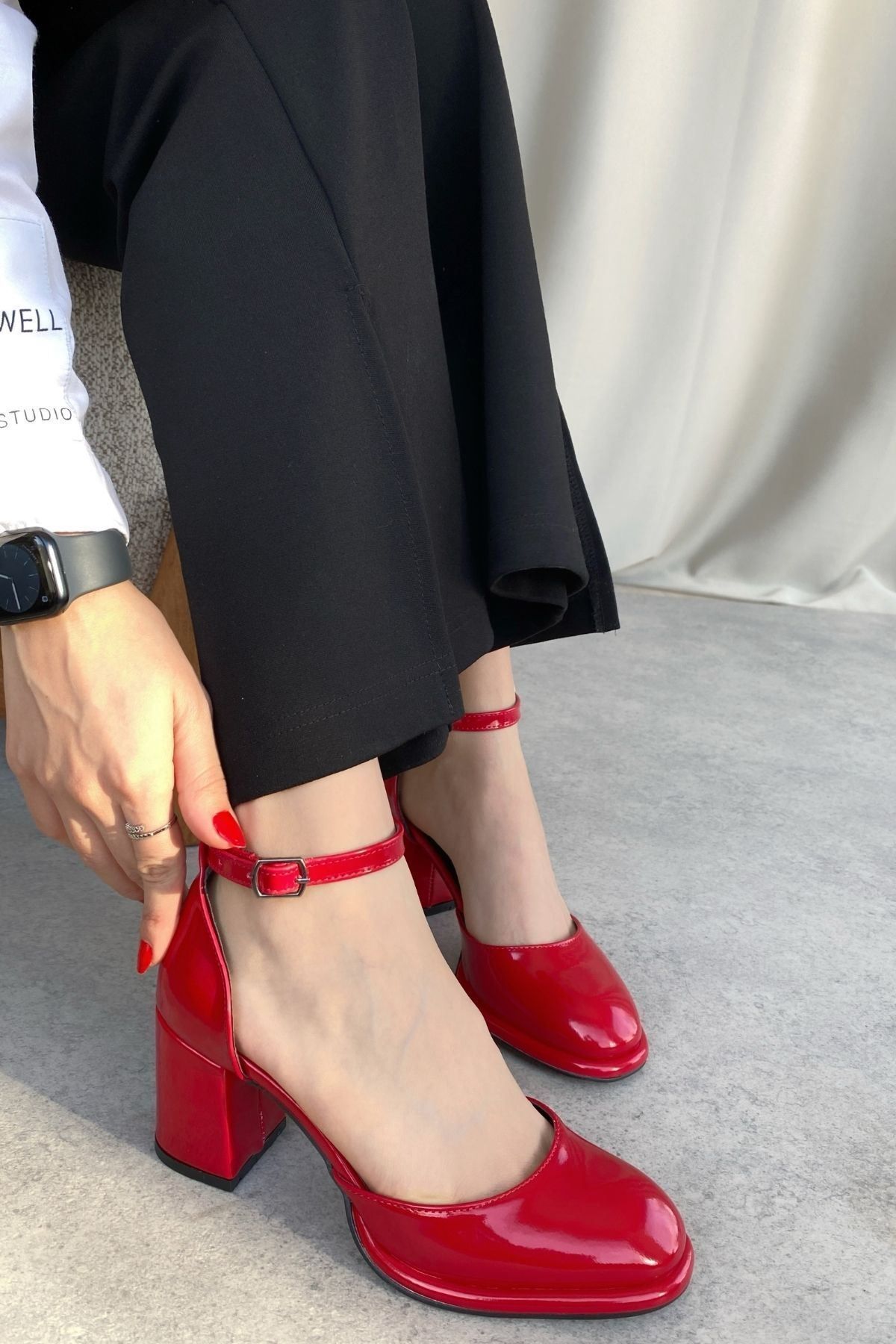 GOFFSHOES Kadın Penida Platform Topuklu Ayakkabı - Kırmızı-Rugan