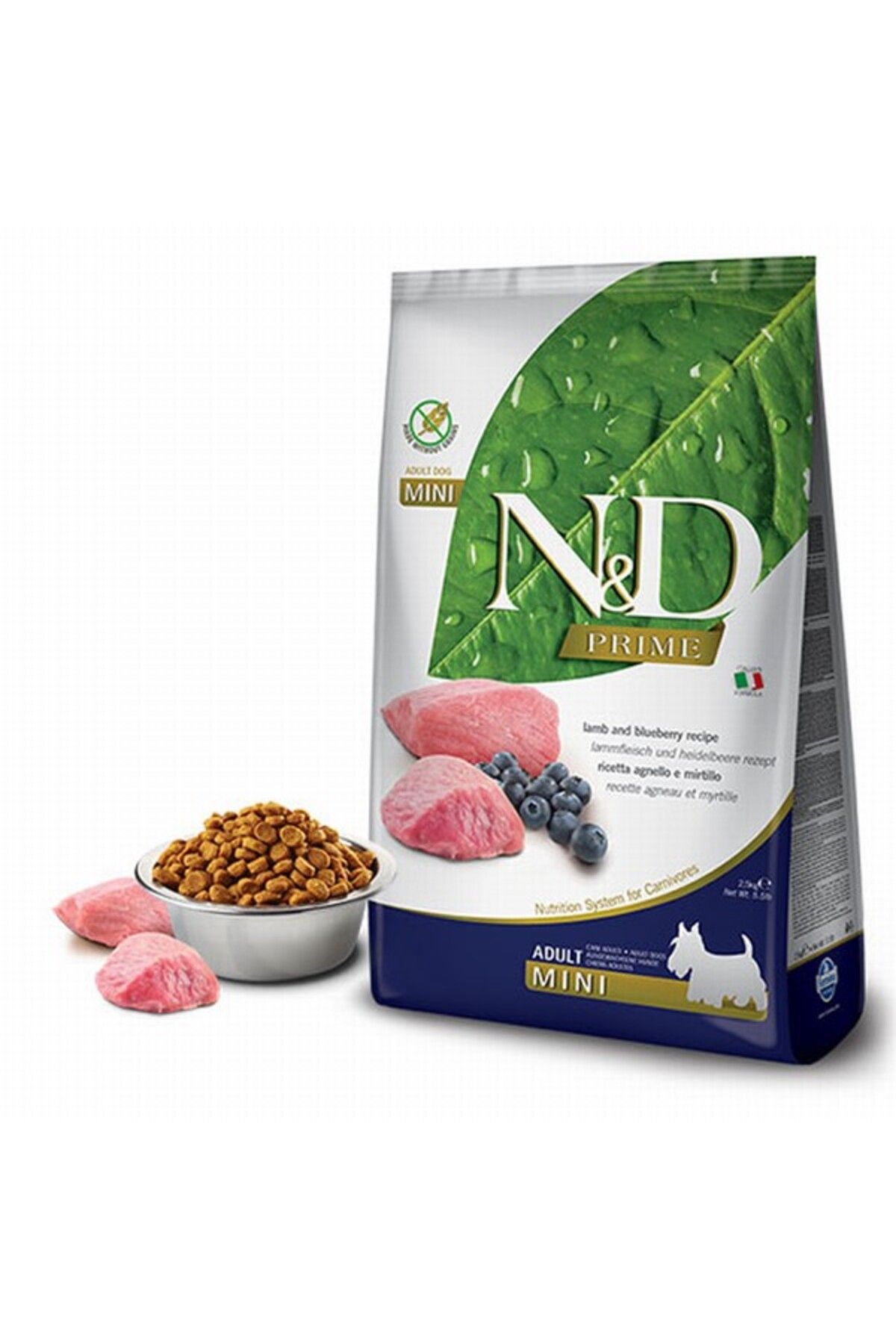 N & D Prime Kuzulu Yaban Mersinli Küçük Irk Tahılsız Yetişkin Köpek Maması 2,5 Kg