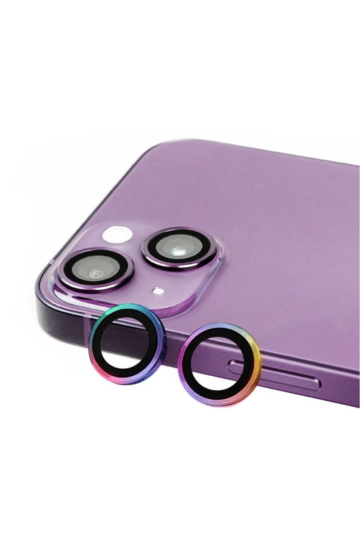 Genel Markalar iPhone 14 Plus Uyumlu AKB CL-07 Kamera Lens Koruyucu-Colorful