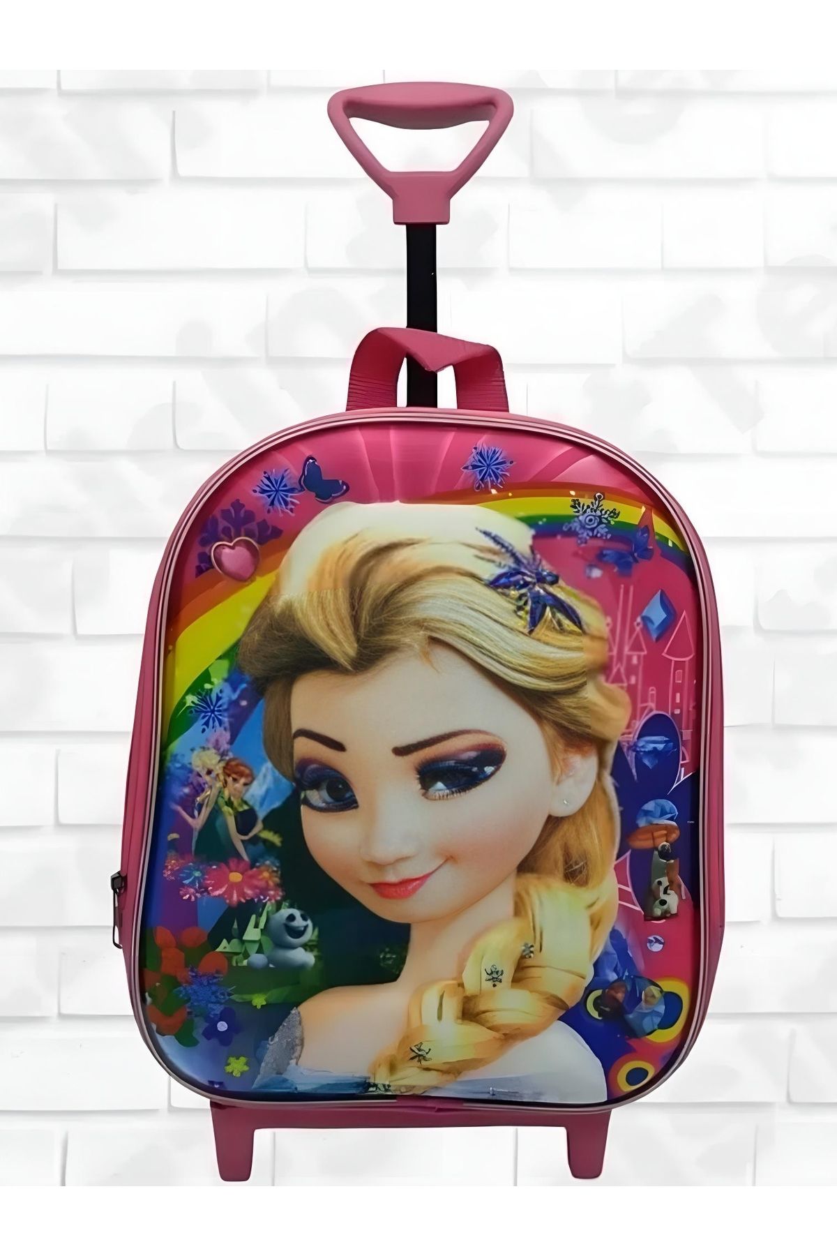 Tezzgelsin Anaokulu Çekçekli Kabartmalı Eva Kumaş Elsa Frozen Karakter Seyahat Çantası Okul Çantası