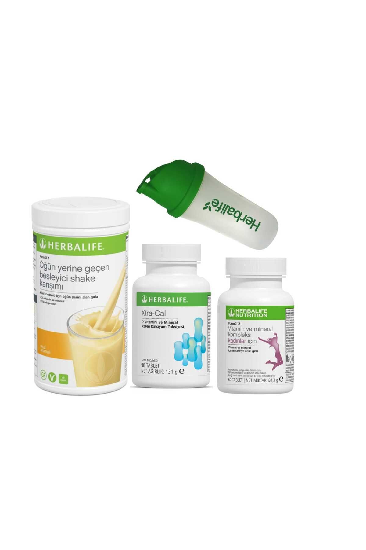 Herbalife Kilo Aldırıcı Set2- Bir Muzlu Shake, Bir Extra-cal Kalsiyum Tablet ve Bir Kadın Vitamin Tableti