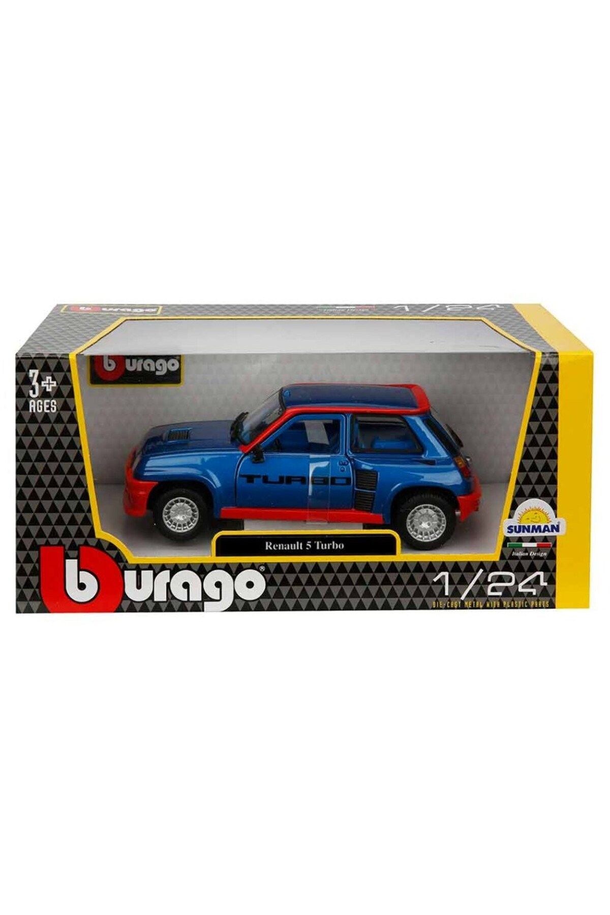 BBURAGO 1:24 Arabalar Renault 5 Turbo Mavi Kırmızı
