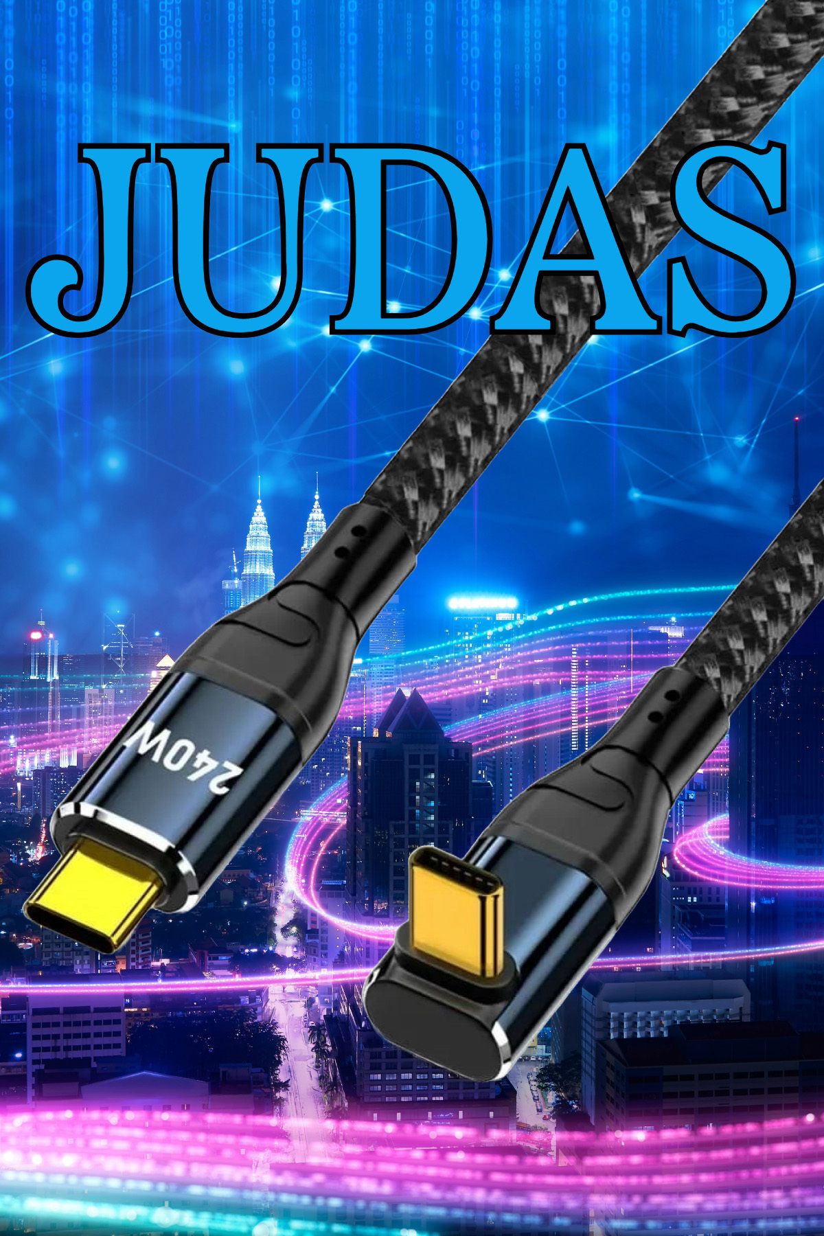 JUDAS C26 Type-C To C 90 Derece 5A/240W Şarj ve Data Kablosu -3mt