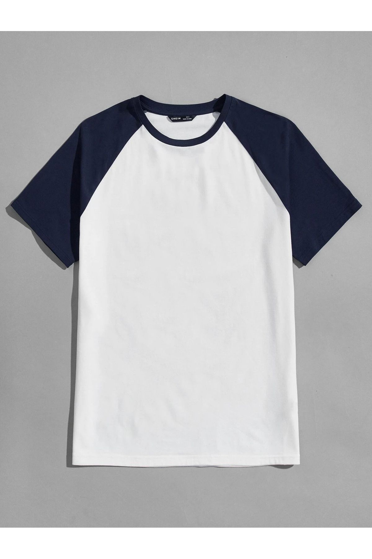 DUBU BUTİK Oversize Lacivert Beyaz Baskısız T-shirt - Reglan Kol Unisex Rahat Kalıp
