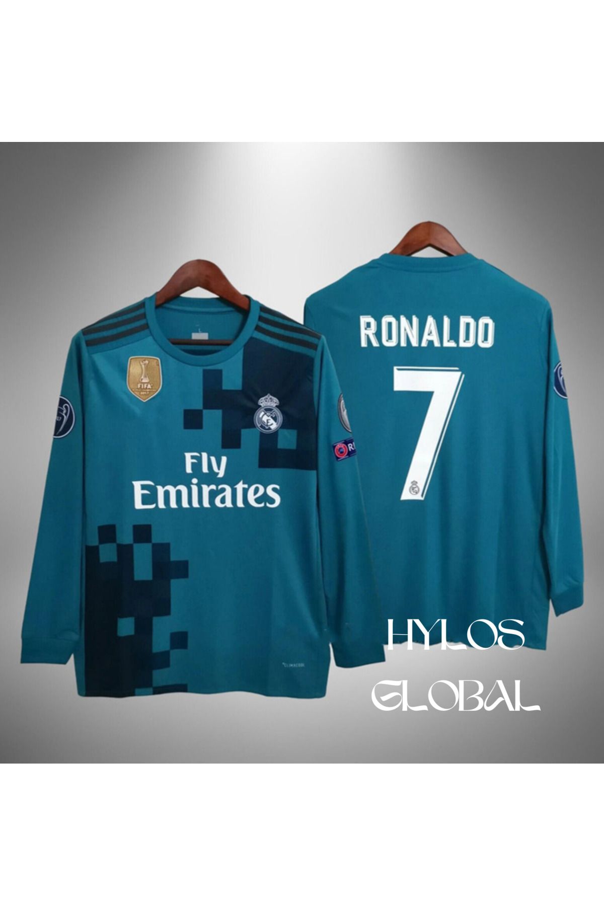 ZİLONG Realmadrid Ronaldo 2018 Şampiyonlar Ligi Uzun Kollu Futbol Forması Yetişkin