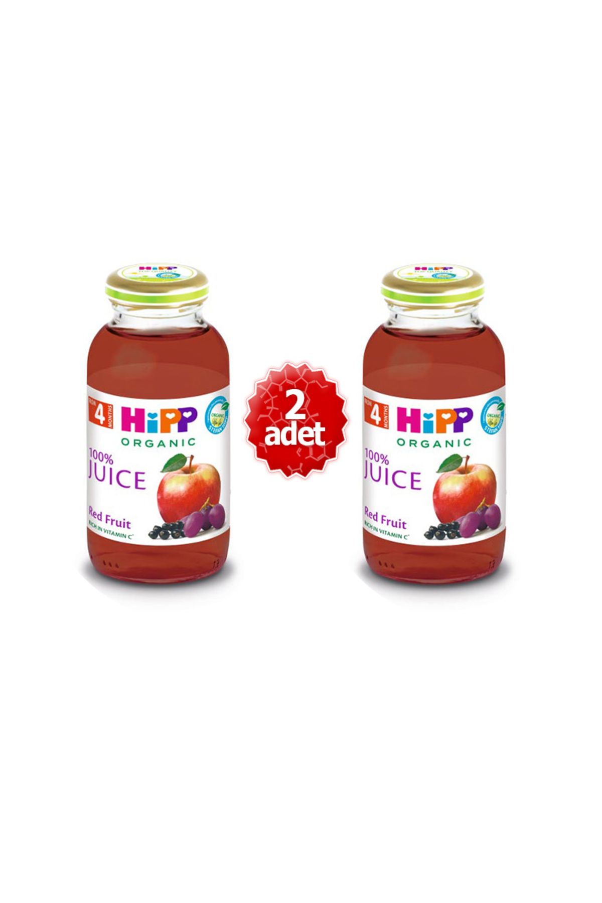 Hipp Organik x 2 Adet Kırmızı Meyveli Elma Suyu 200 ml