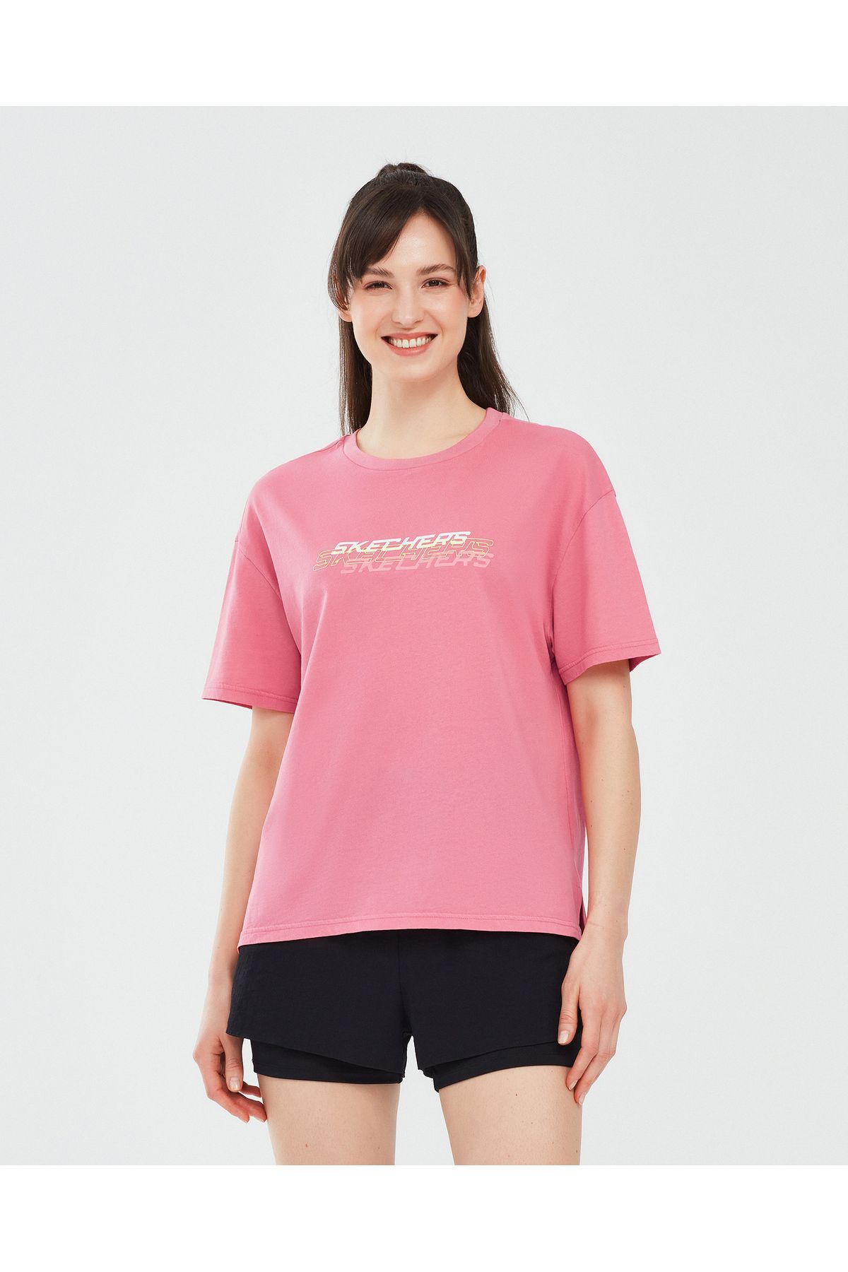 Skechers Graphic T-Shirt W Short Sleeve Kadın Açık Pembe Tshirt S241199-590