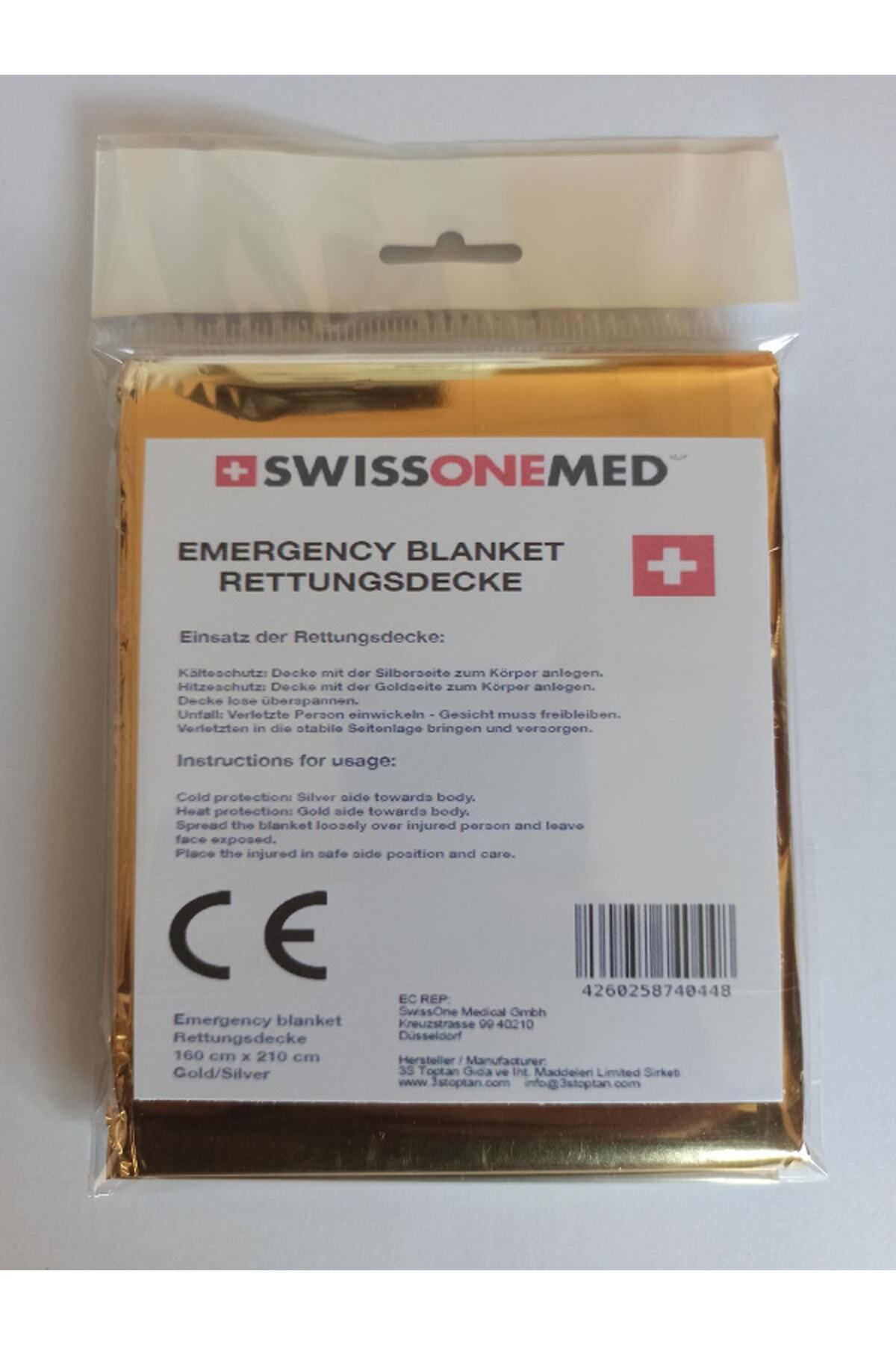 SwissOne Medical Orjinal Acil Durum Termal Battaniye Isı Yalıtımlı 160x210cm Ürün Sarı Gümüş