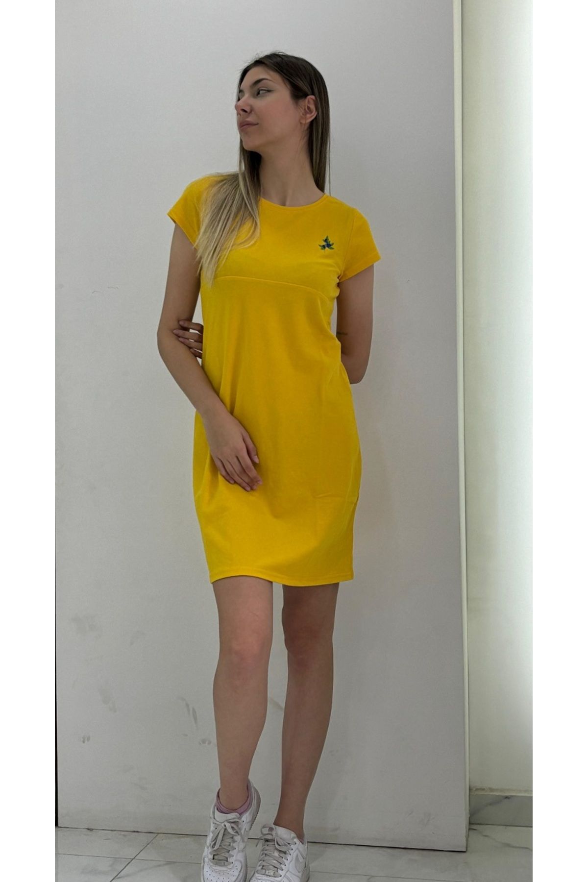 PALMERO Kadın Kısa Kollu Sarı Elbise