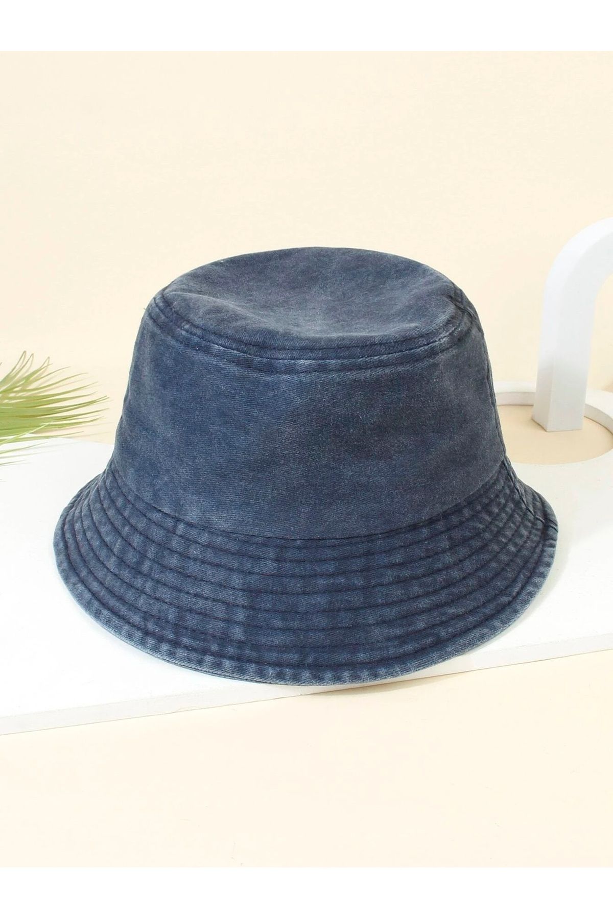 Goldmine Unisex Vintage Yıkamalı Kot Bucket Şapka Mavi
