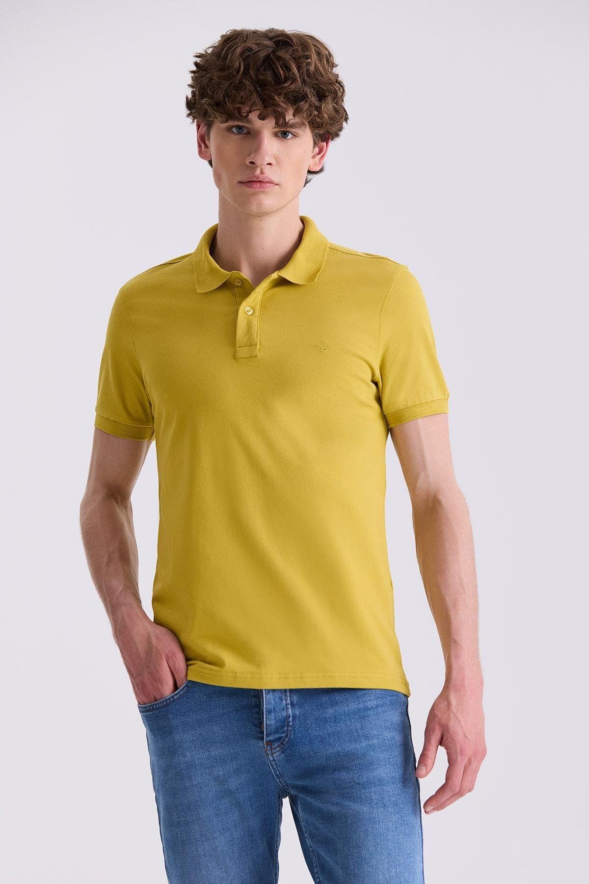 Jakamen Koyu Sarı Slim Fit Polo Yaka T-Shirt