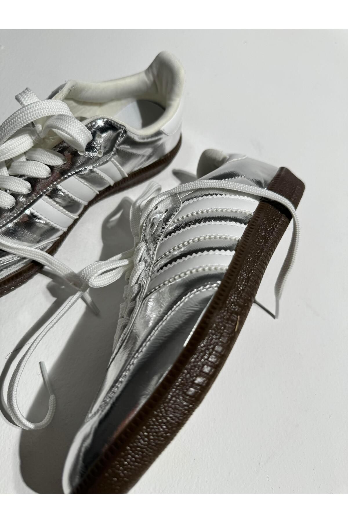 Eataly Shoes Sacha Gümüş Beyaz 3Bantlı Sneaker