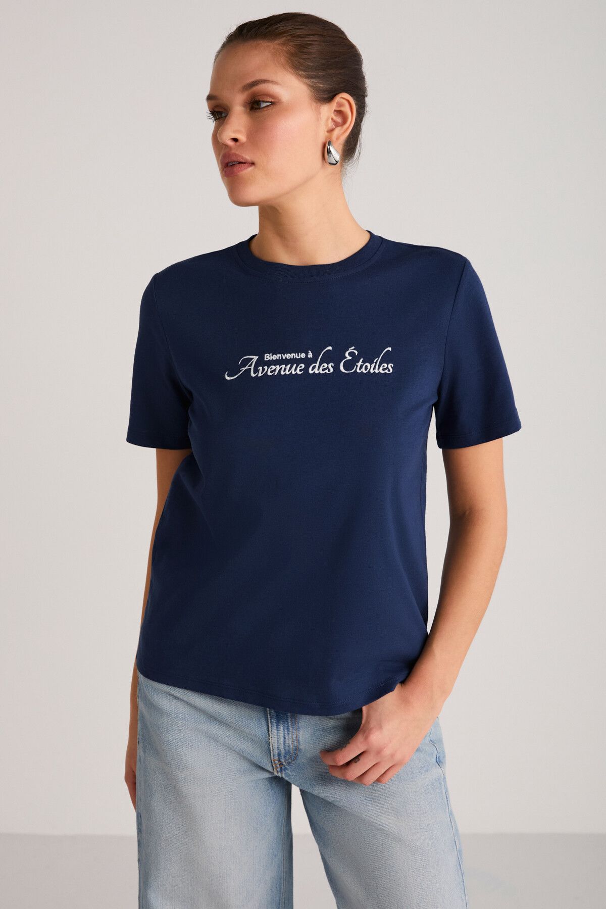 GRIMELANGE ALMA Kadın Regular Lacivert T-Shirt