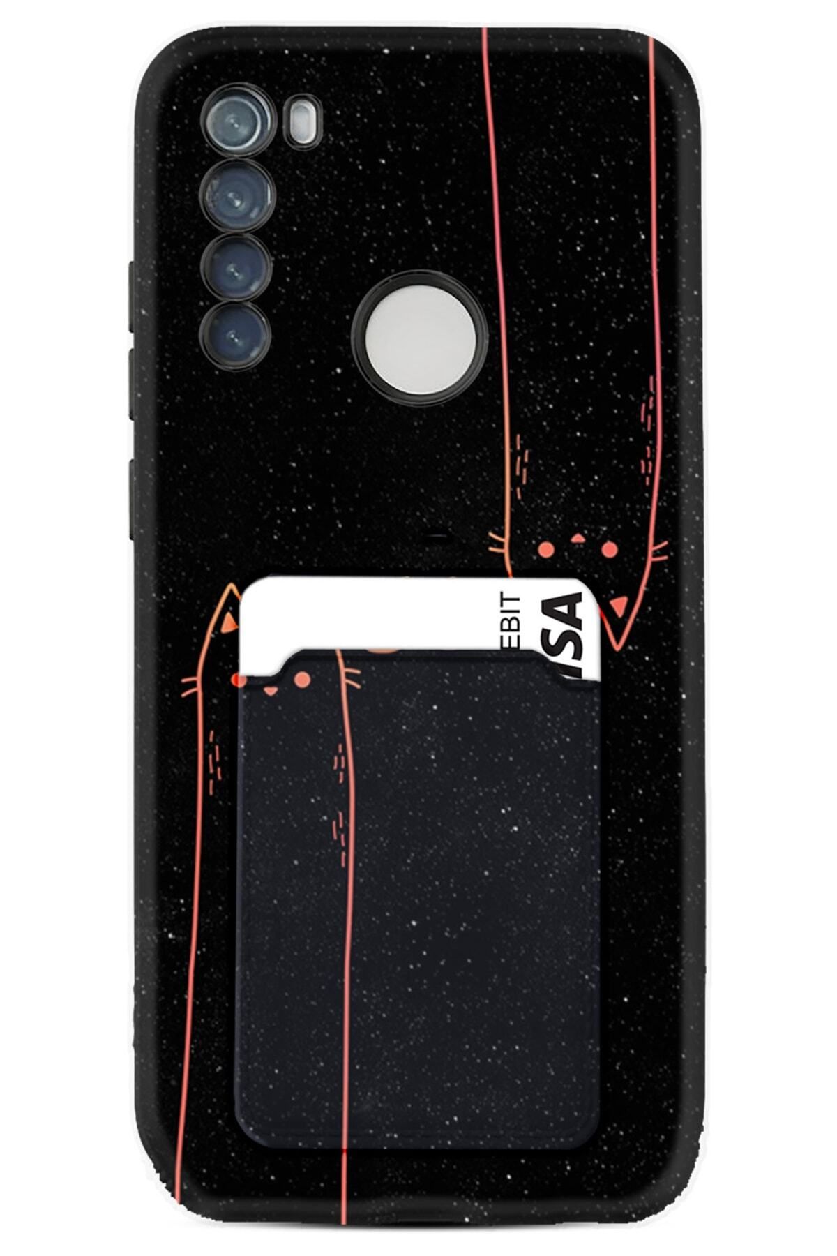 Kılıfland Xiaomi Redmi Note 8  Uyumlu Kartvizitli Kartlıklı Desenli Silikon Meow 1657