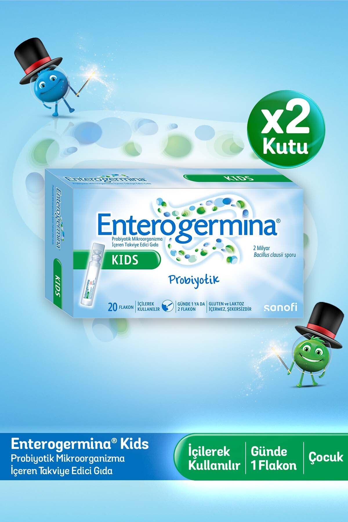 Enterogermina Kids 20 Flakon 2 Milyar Bacillus Clausii Sporu İçeren Probiyotik 2'li Avantaj Paketi