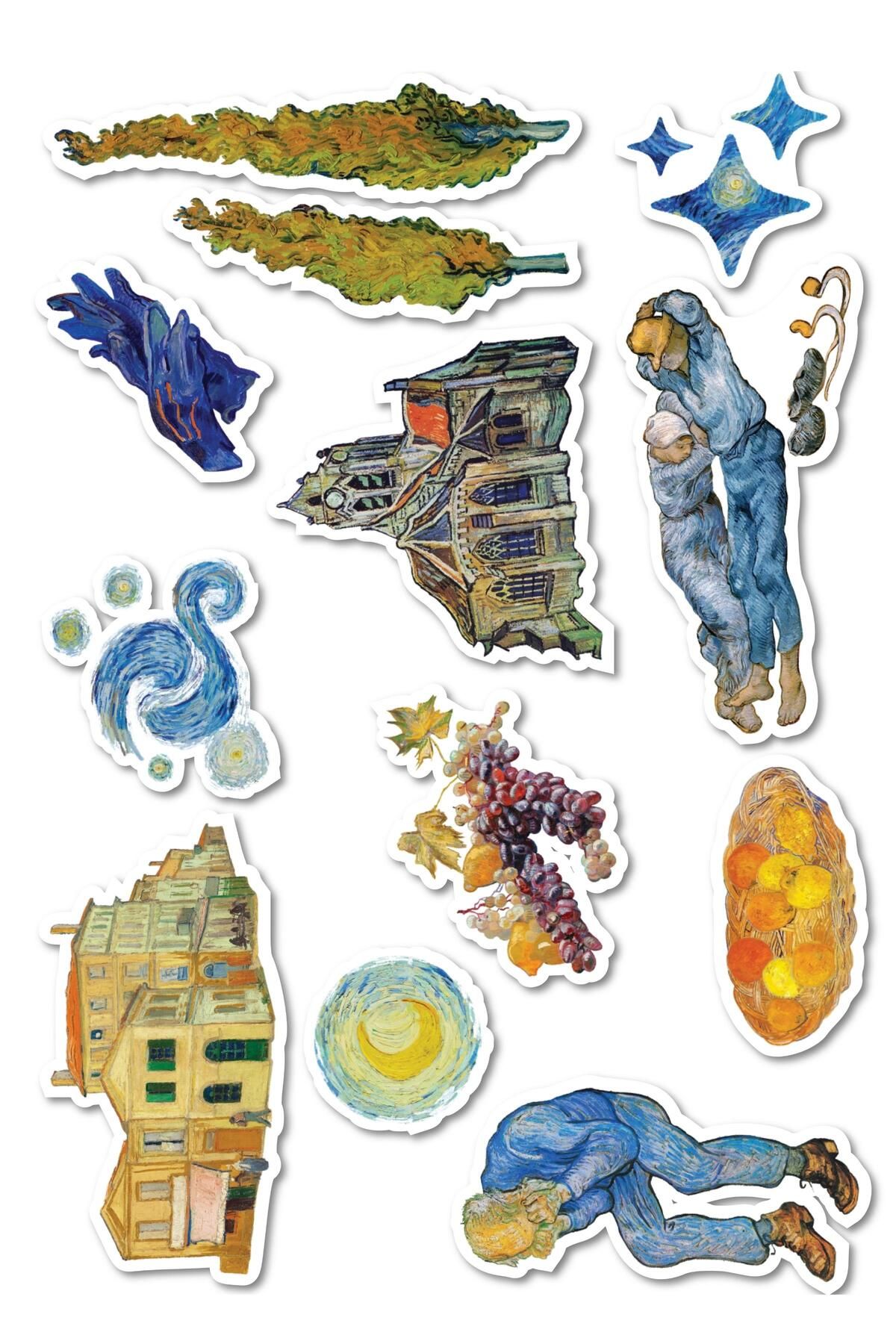 postifull Van Gogh Etiket Seti, Büyük Boy, 12 Adet Su Geçirmez, Vintage Sticker, Laptop, Telefon, Valiz Uyumlu