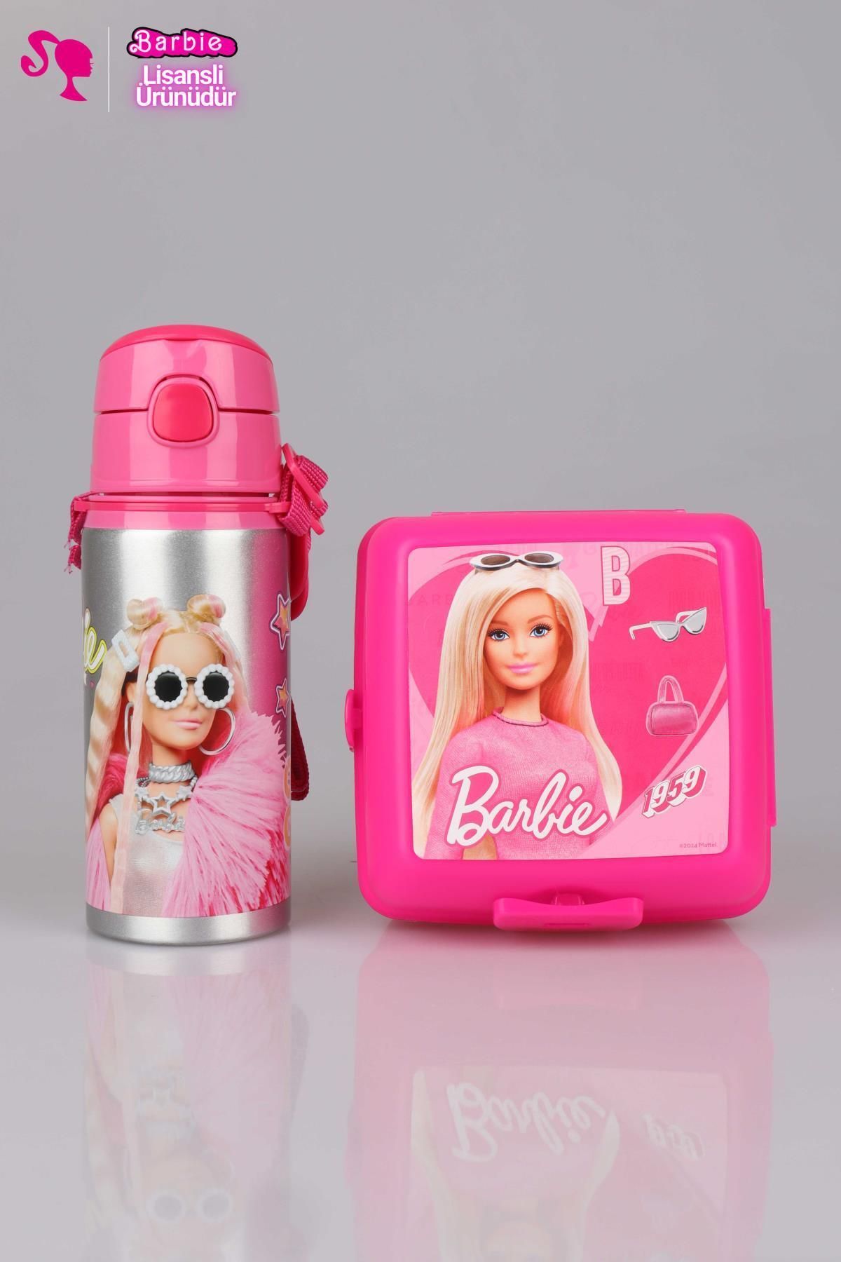 Barbie DEKOMUS İLE LİSANSLI BARBIE MATARA VE 2 KATLI BESLENME KUTUSU YEMEK SETİ YENİ SEZON