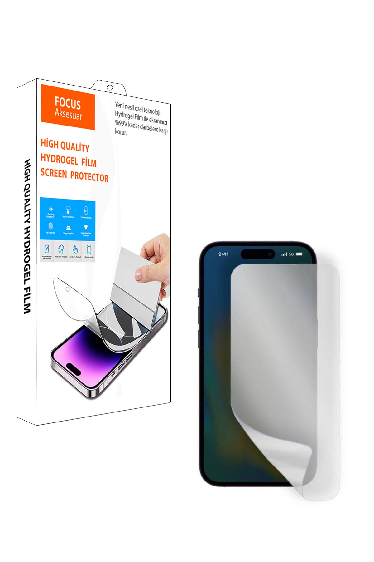 Focus Kaplama İphone 15 Pro Kırılmaz Cam Özel Kesim Mat Hydrogel Film