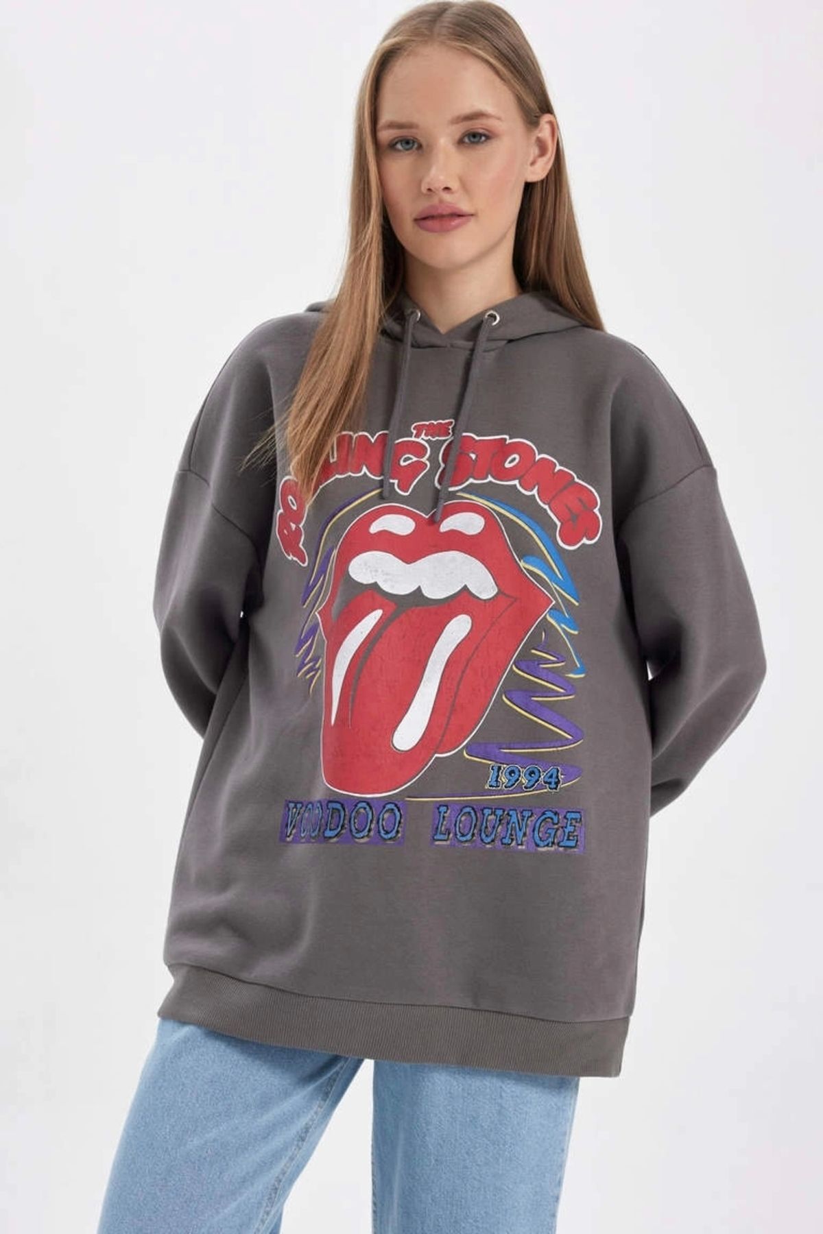 Defacto B3006 Coool Rolling Stones Kapüşonlu Sweatshirt
