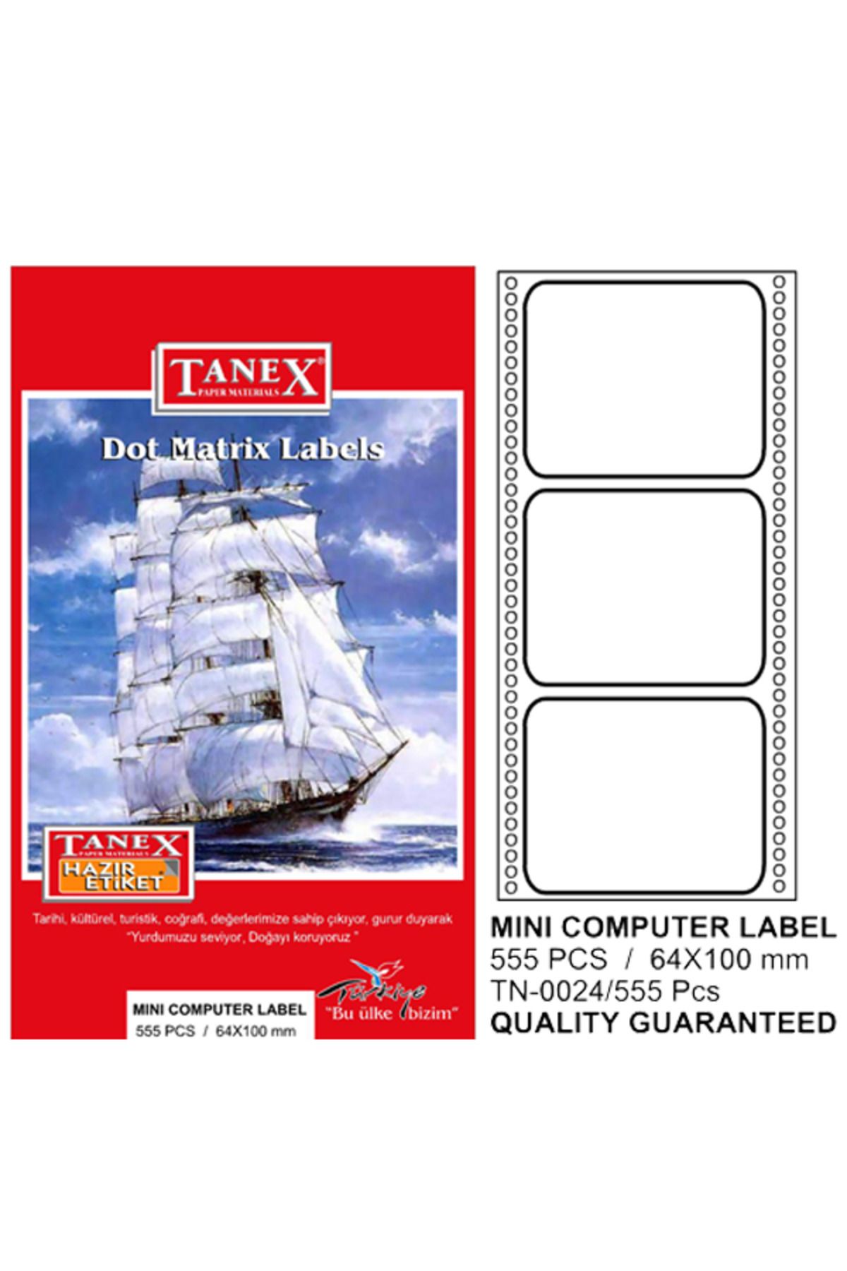 Tanex Sürekli Form Etiket 555 Li 64x100-1-lı-pkt