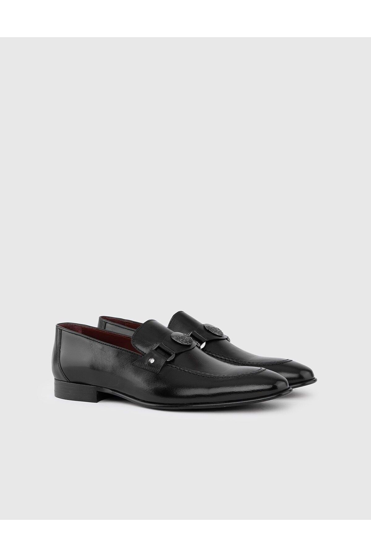 İlvi Birgit Hakiki Buffalo Deri Erkek Siyah Klasik Ayakkabı