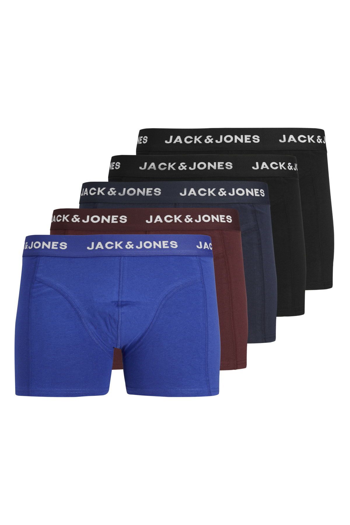 Jack & Jones Erkek Logolu 5'li Düz Renk Boxer Paketi - Black